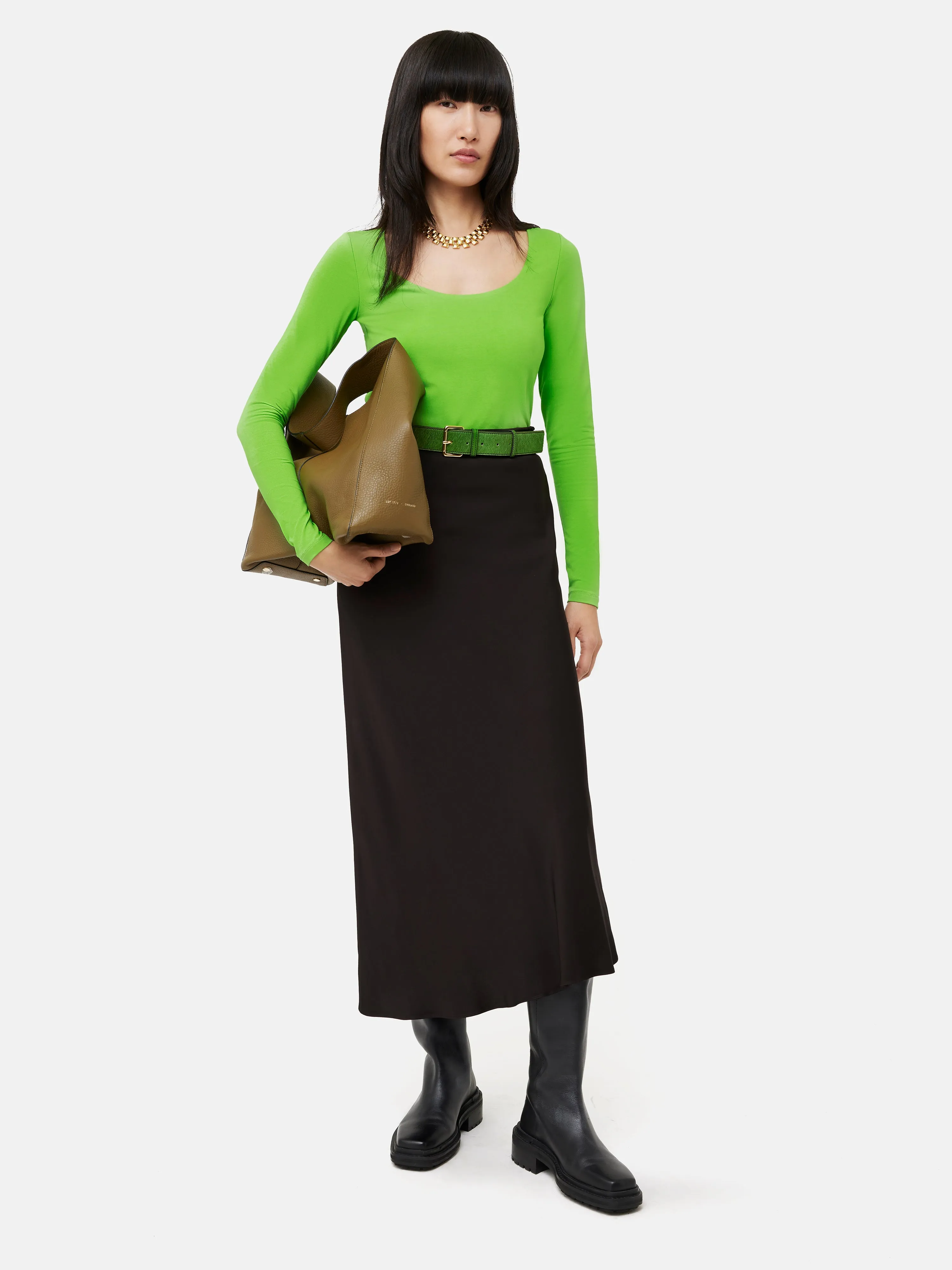 Double Front Ballet Neck Top | Punch Green sold by Jigsaw product image thumbnail 3