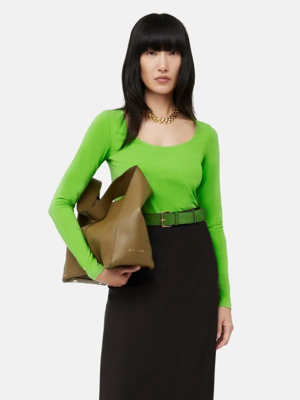 Double Front Ballet Neck Top | Punch Green sold by Jigsaw