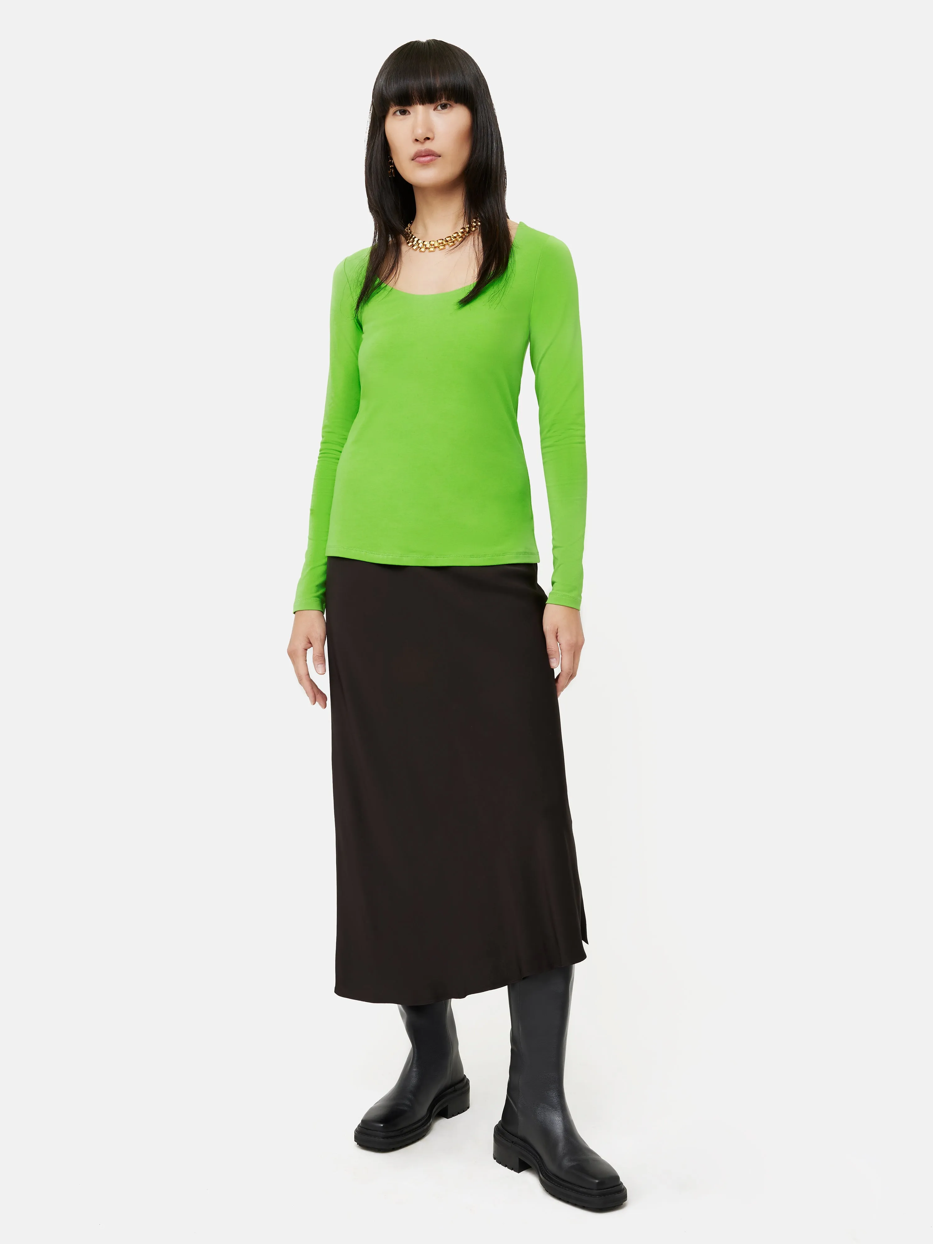 Double Front Ballet Neck Top | Punch Green sold by Jigsaw product image thumbnail 4
