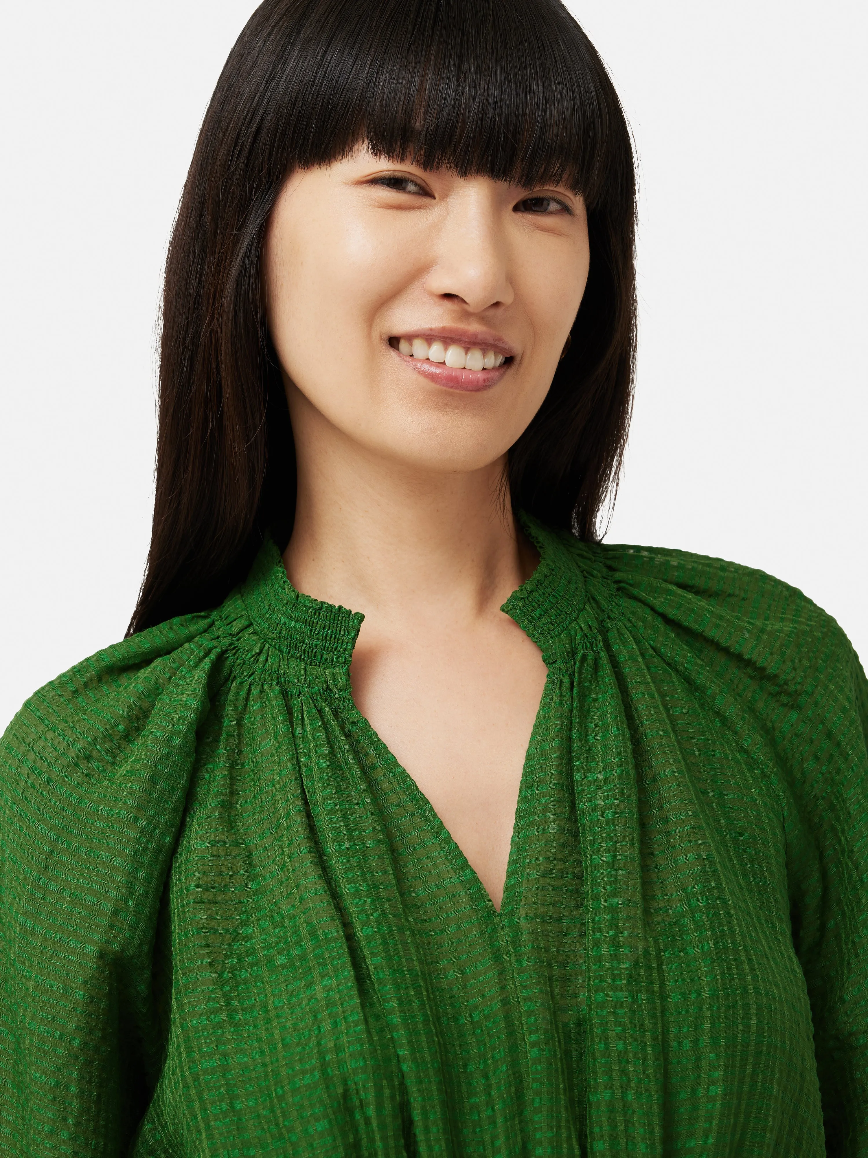 Silk Linen Gauze Midi Dress | Green sold by Jigsaw product image thumbnail 3