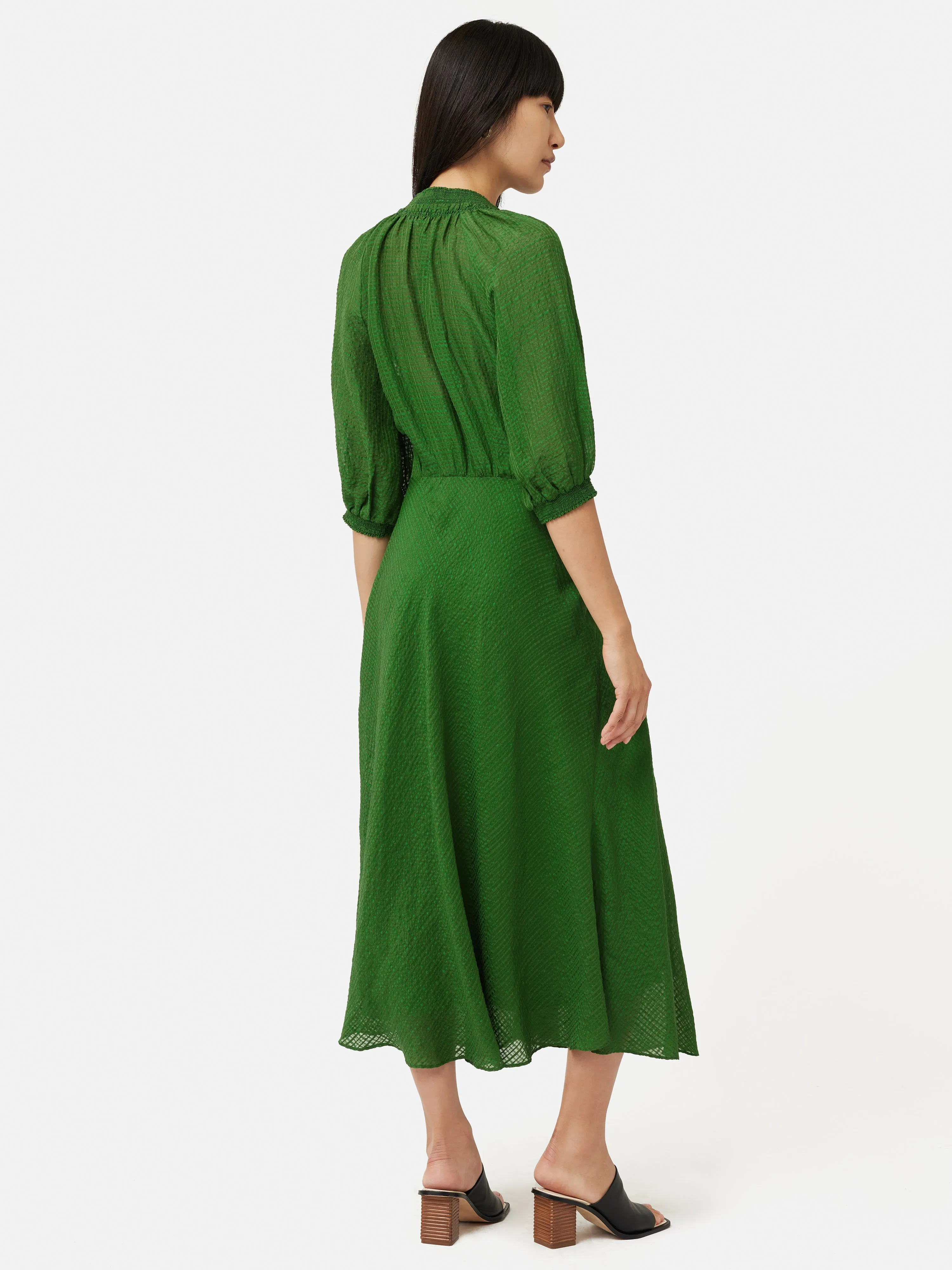 Silk Linen Gauze Midi Dress | Green sold by Jigsaw product image thumbnail 5