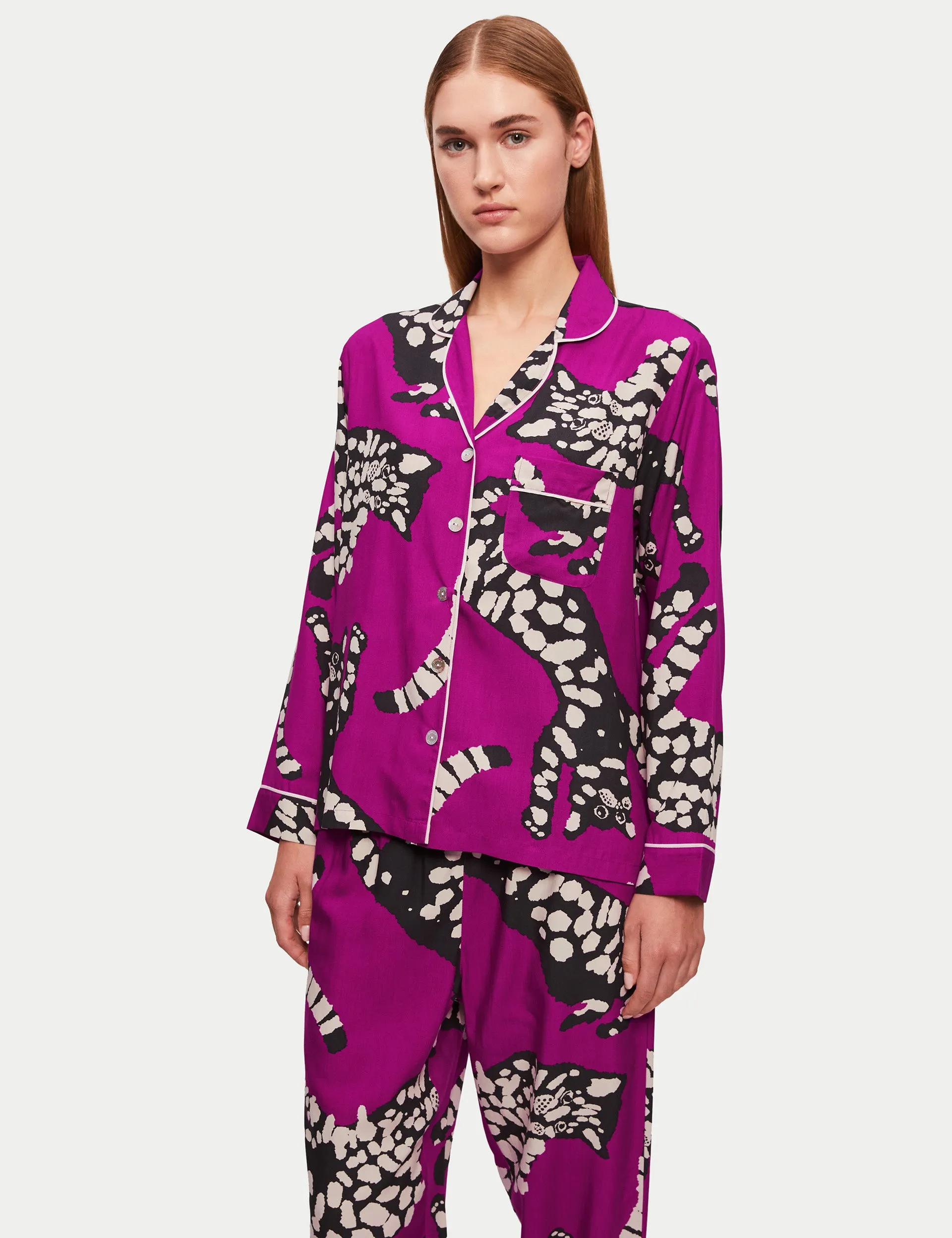 Dancing Cats Pyjama | Pink sold by Jigsaw product image thumbnail 2