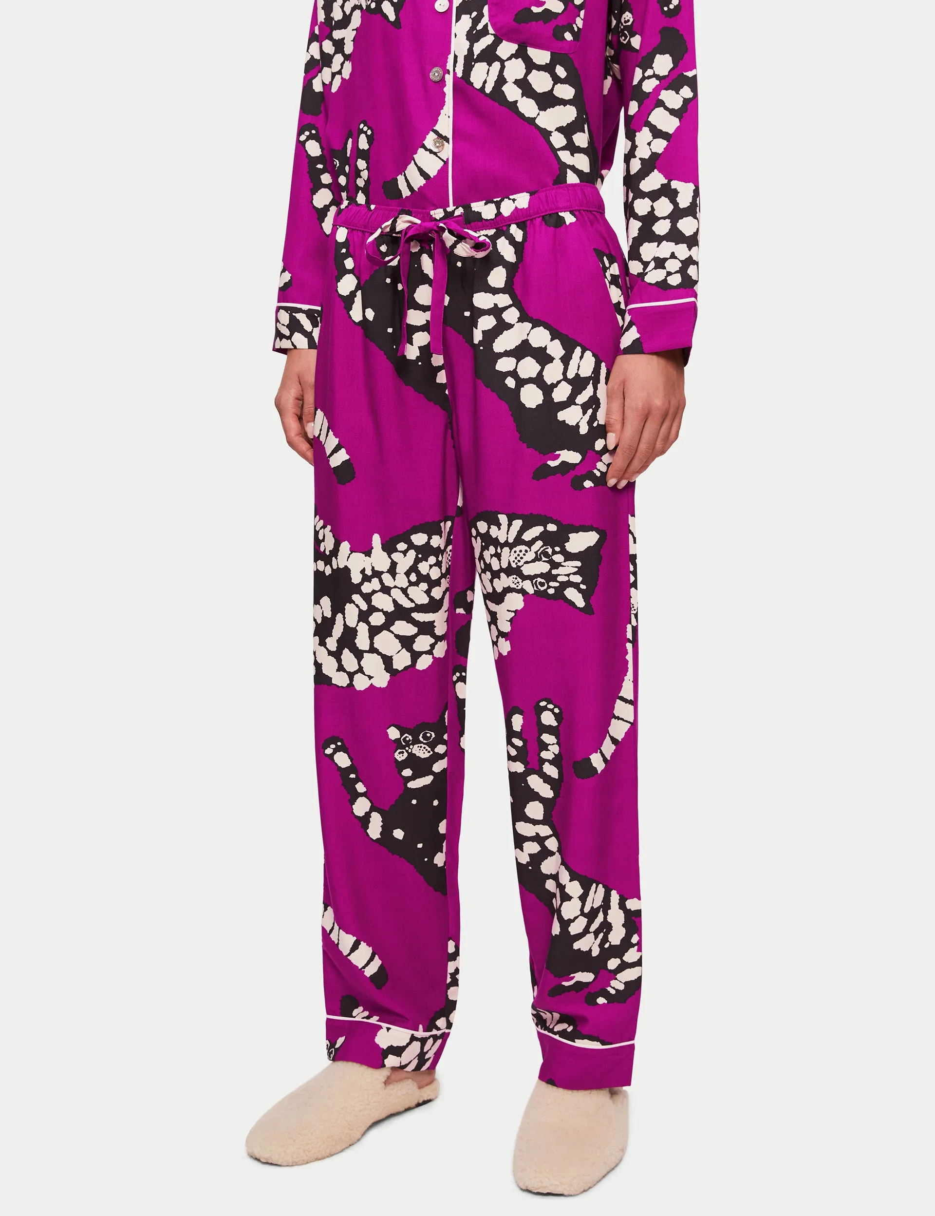 Dancing Cats Pyjama | Pink sold by Jigsaw product image thumbnail 3