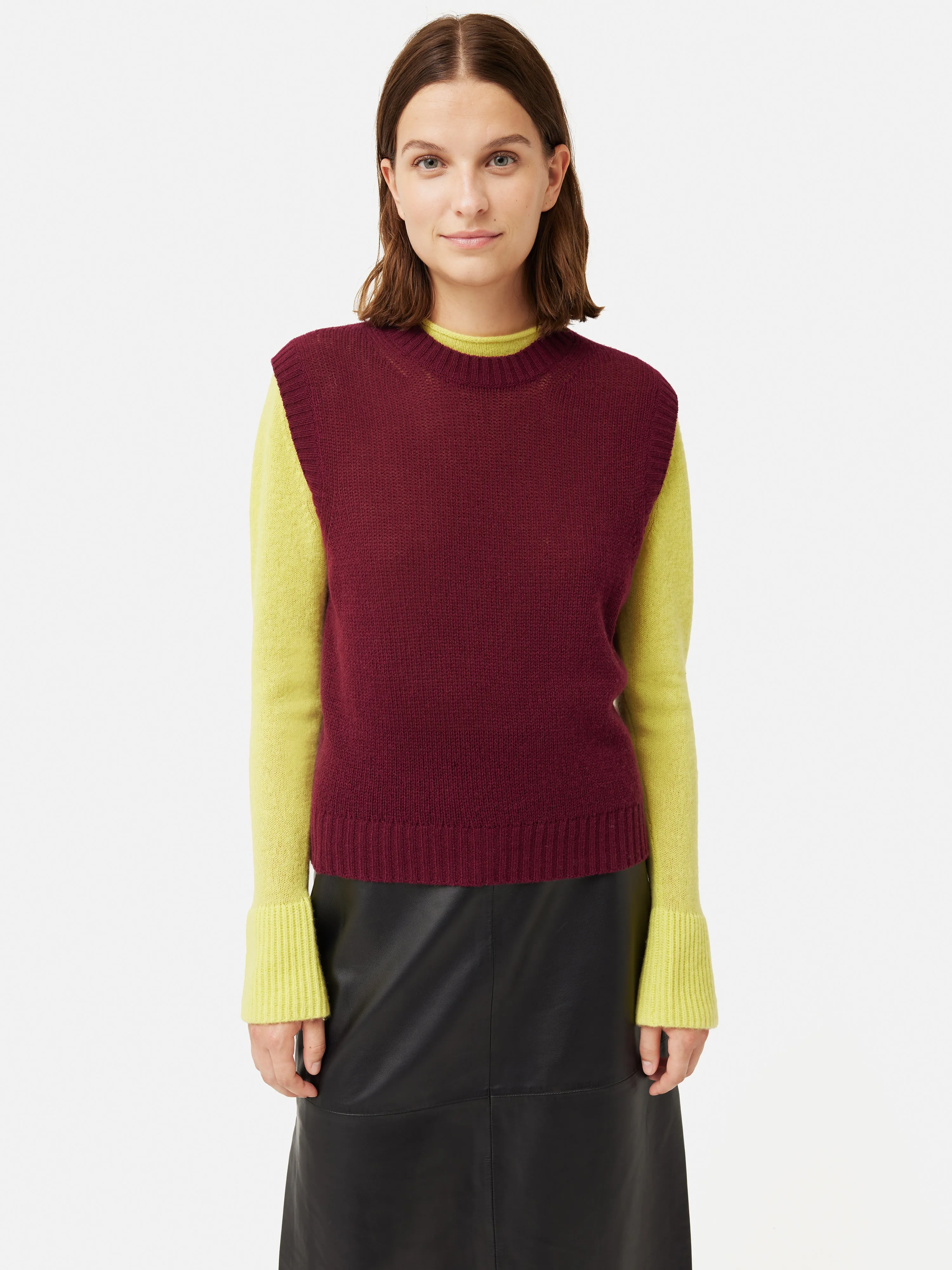 Cashmere Crew Neck Tank | Purple sold by Jigsaw