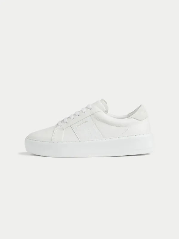 Riva Croc Leather Trainer | White sold by Jigsaw