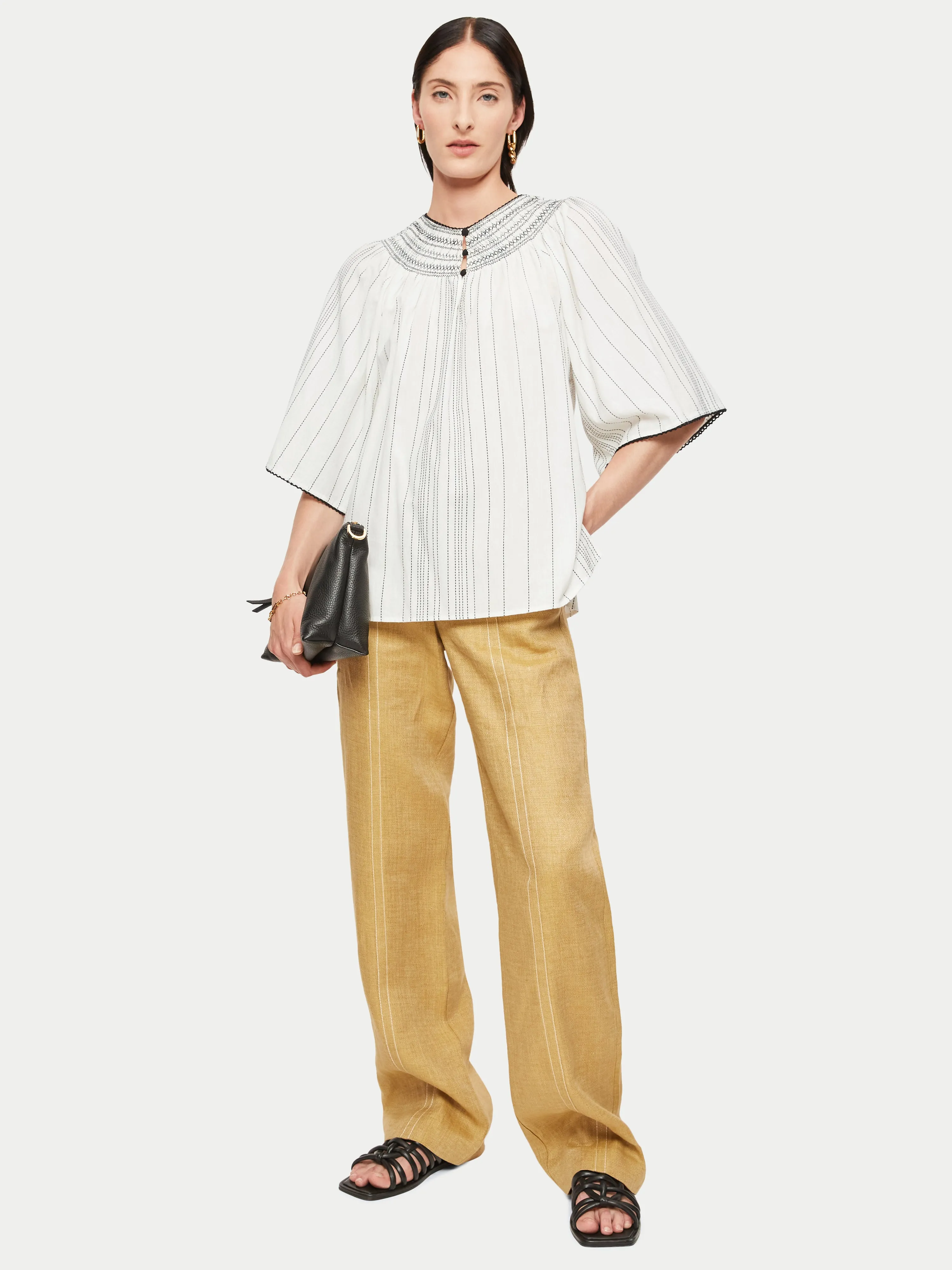 Cotton Stripe Smocked Top | White sold by Jigsaw product image thumbnail 2