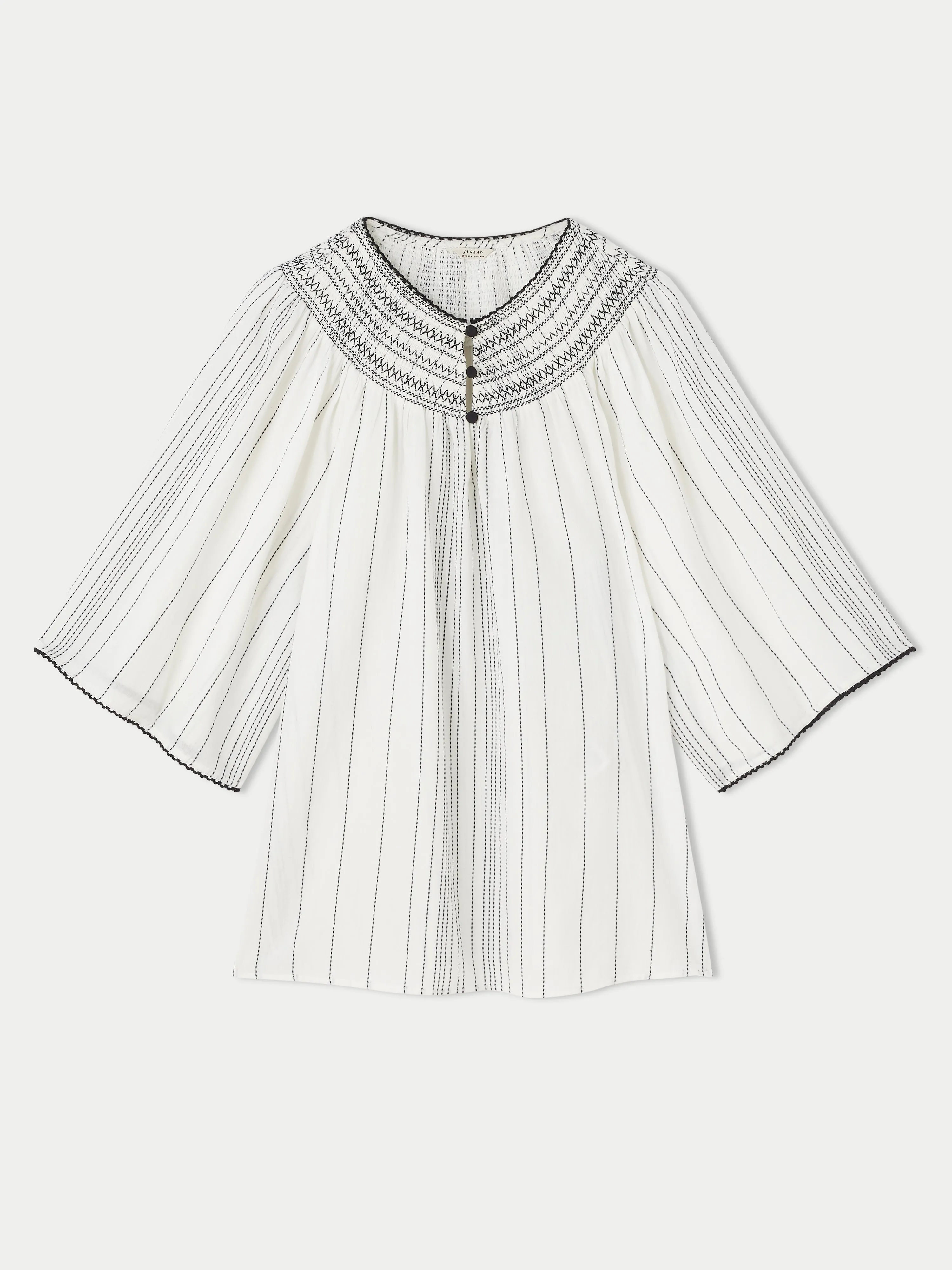 Cotton Stripe Smocked Top | White sold by Jigsaw product image thumbnail 5