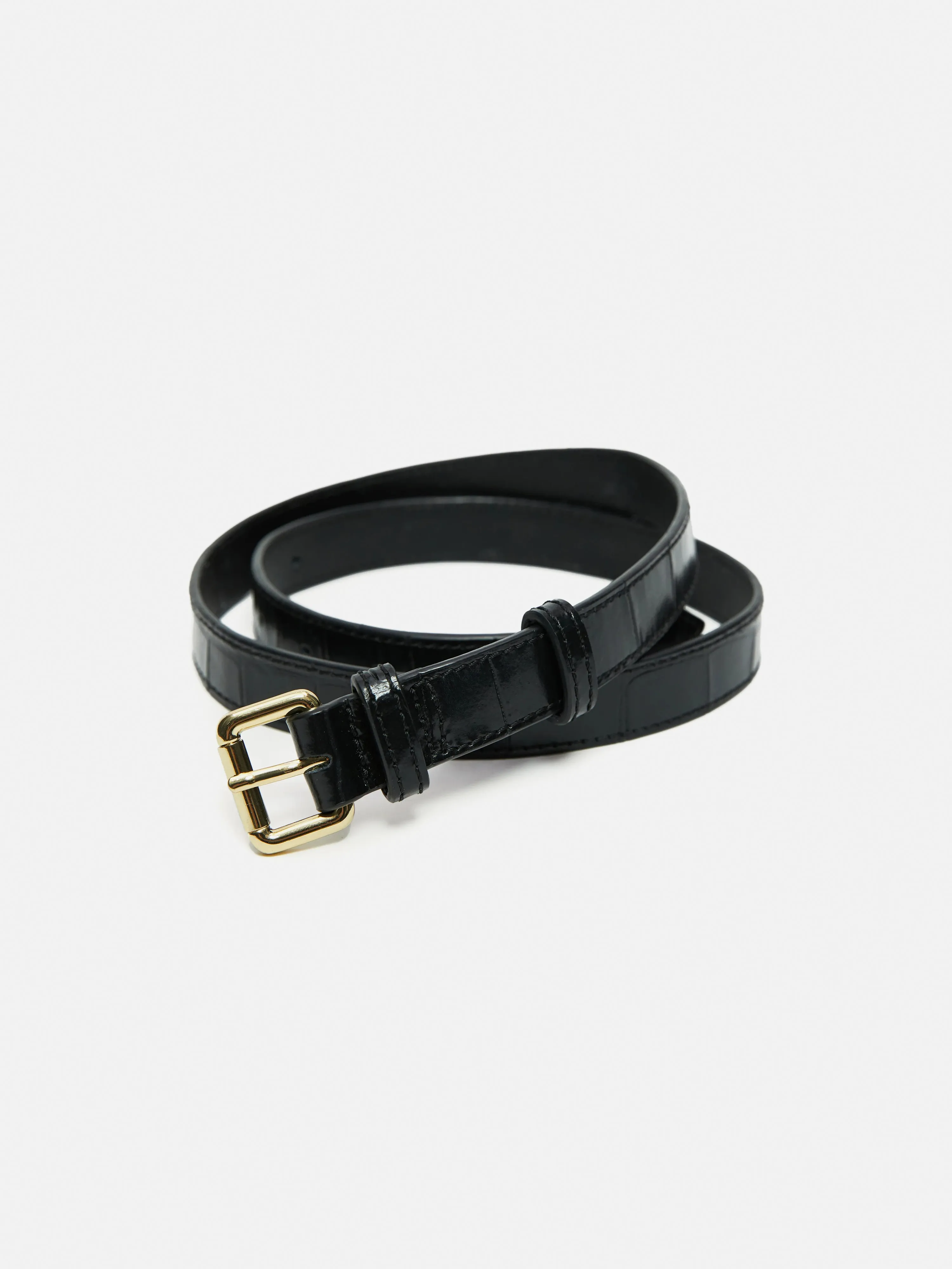 Croc Narrow Belt | Black sold by Jigsaw