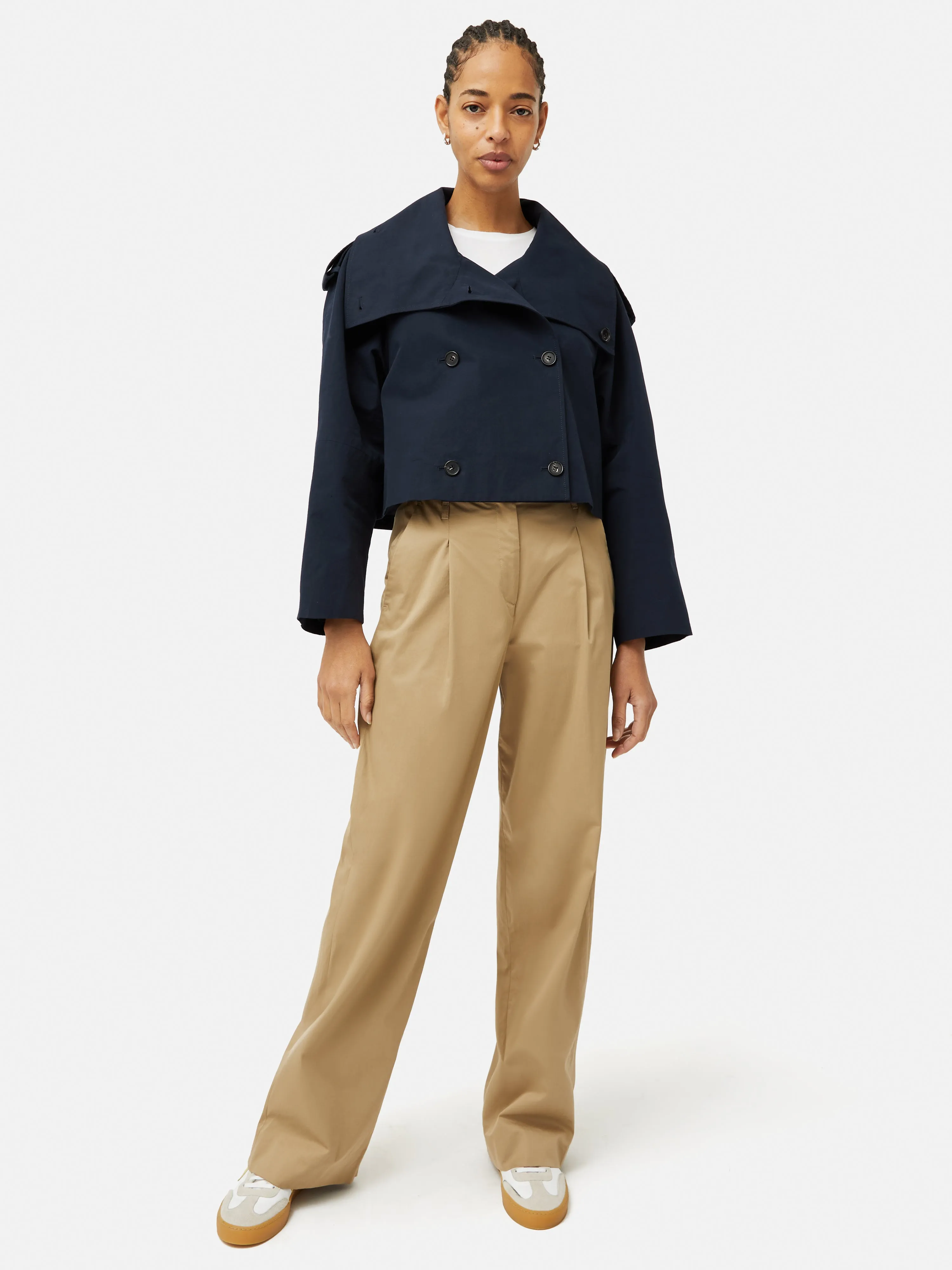 Cropped Cotton Trench Jacket | Navy sold by Jigsaw product image thumbnail 2
