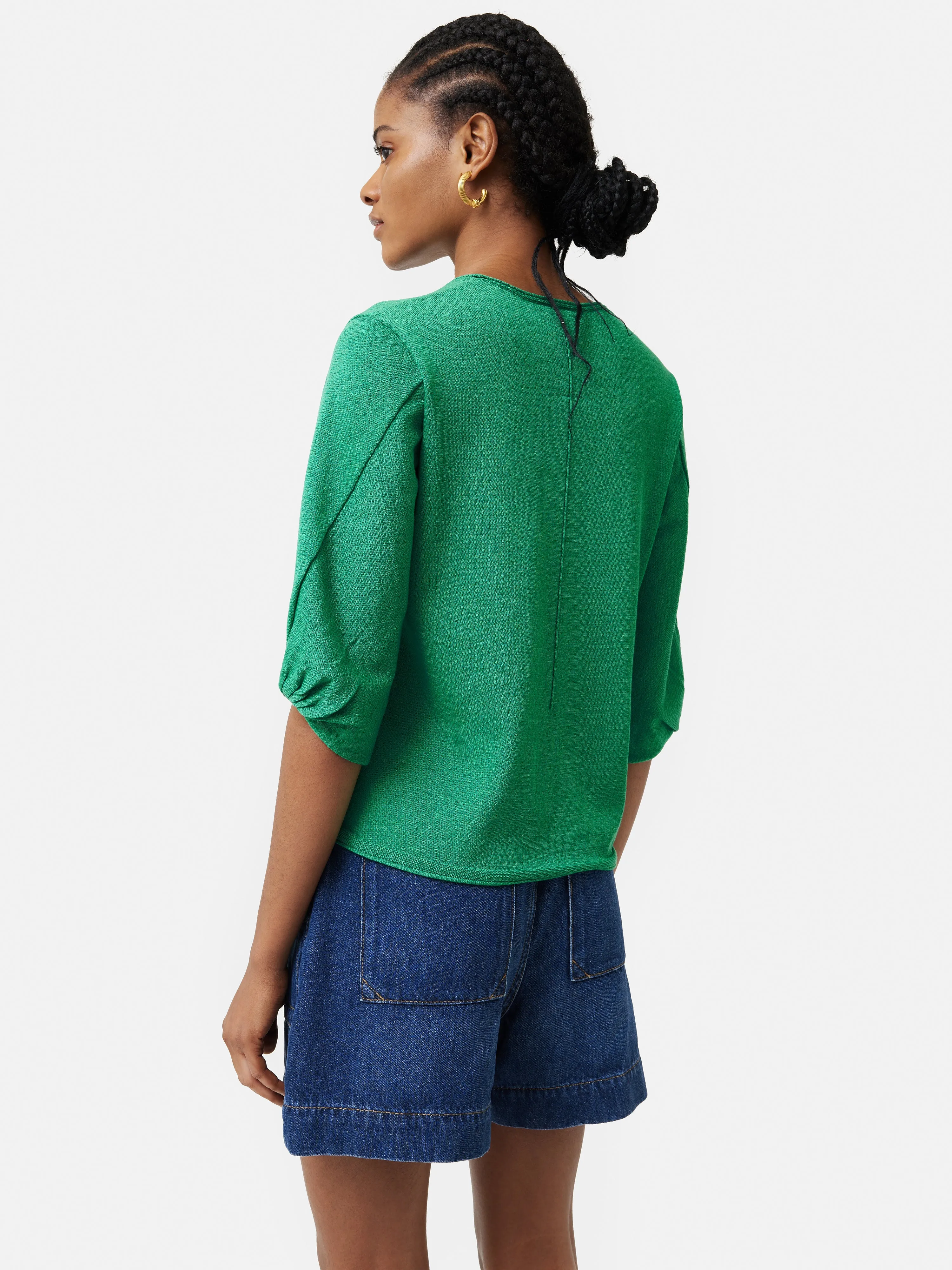 Twist Sleeve Knitted Top | Green sold by Jigsaw product image thumbnail 4