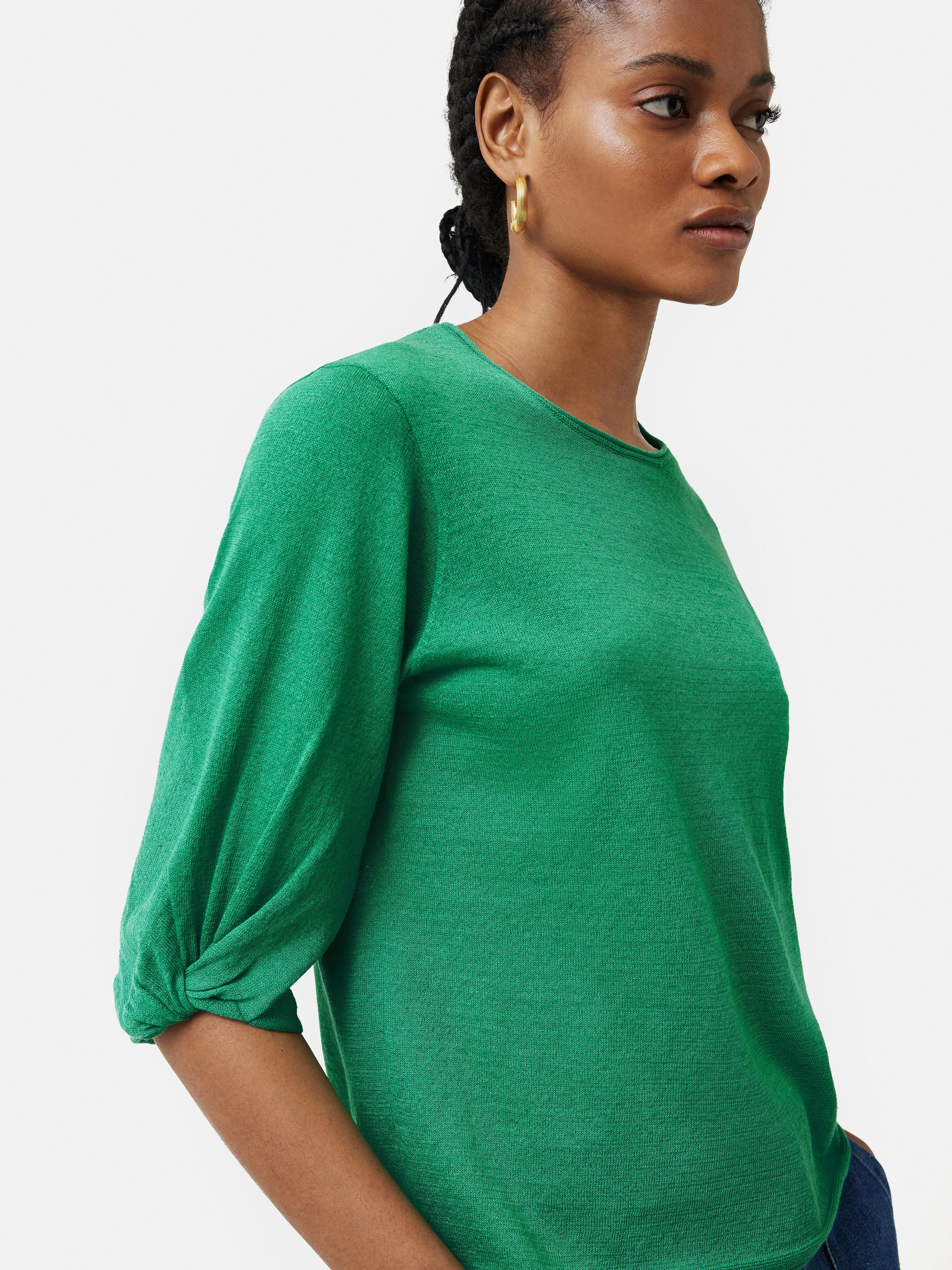 Twist Sleeve Knitted Top | Green sold by Jigsaw product image thumbnail 2