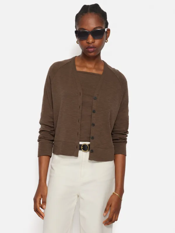 Cotton Luxe Cardigan | Brown sold by Jigsaw