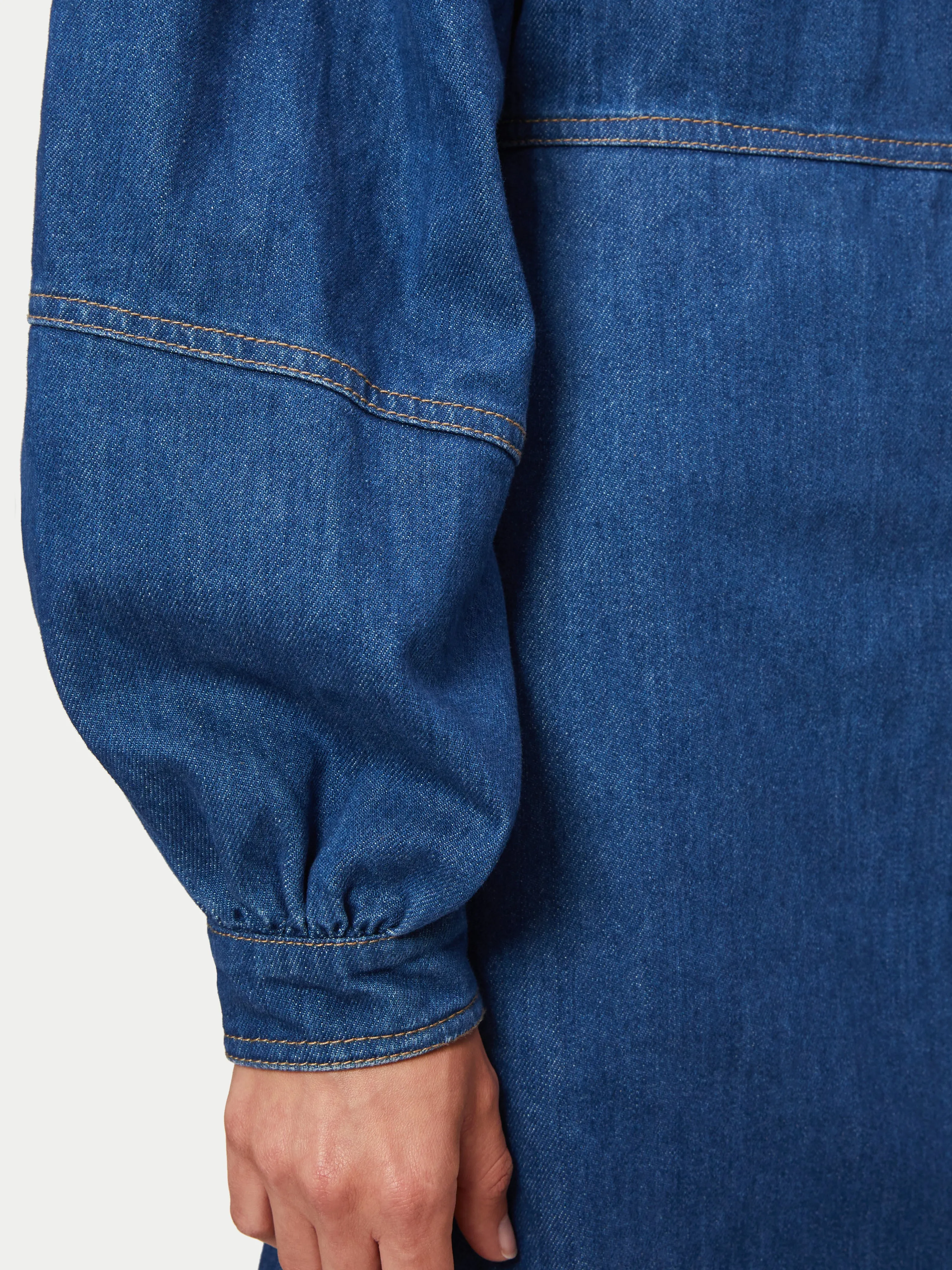 Denim Gathered Sleeve Dress | Blue sold by Jigsaw product image thumbnail 4