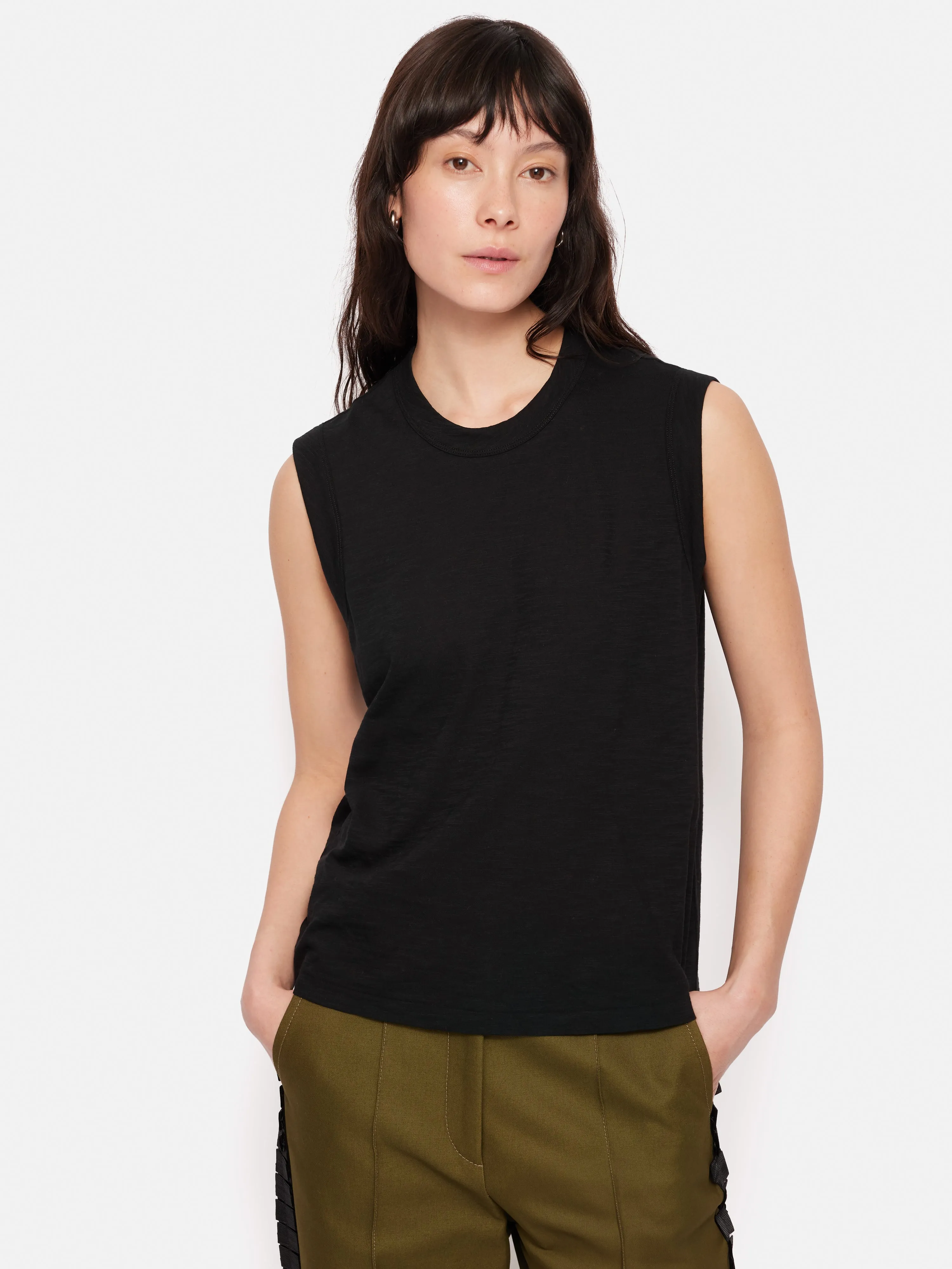 Cotton Slub Tank Top | Black sold by Jigsaw
