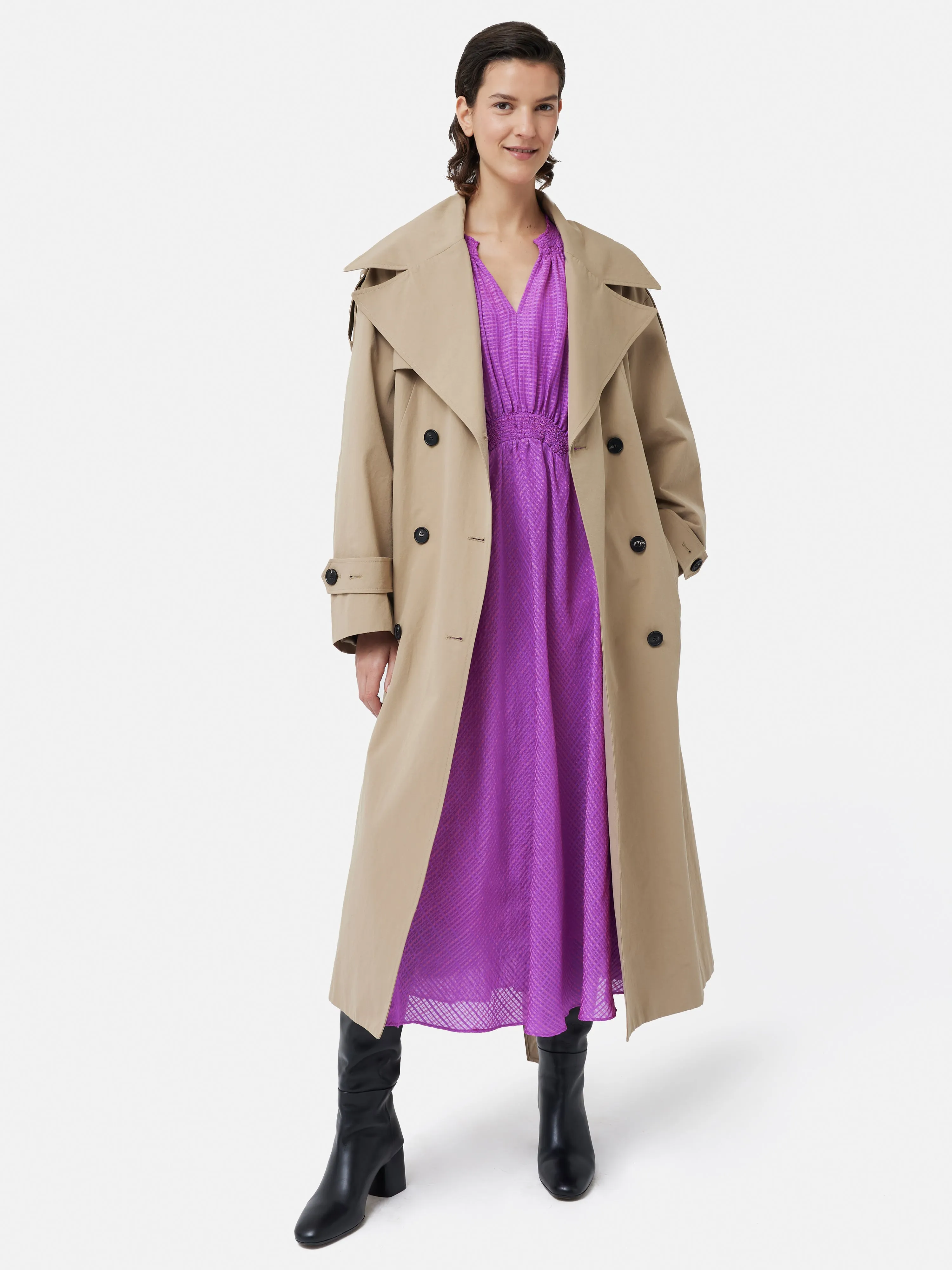 Silk Linen Gauze Midi Dress | Pink Orchid sold by Jigsaw product image thumbnail 3