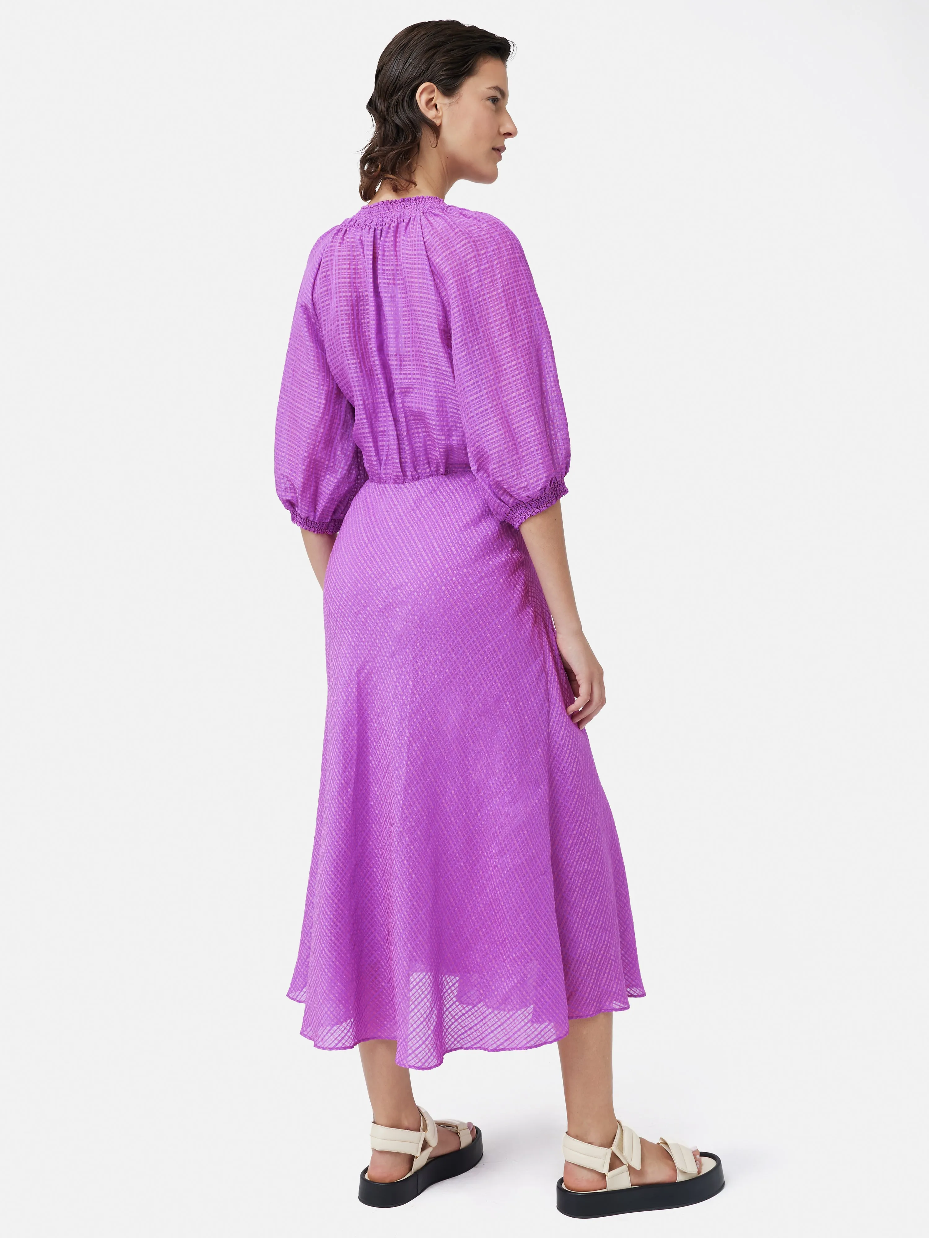 Silk Linen Gauze Midi Dress | Pink Orchid sold by Jigsaw product image thumbnail 4