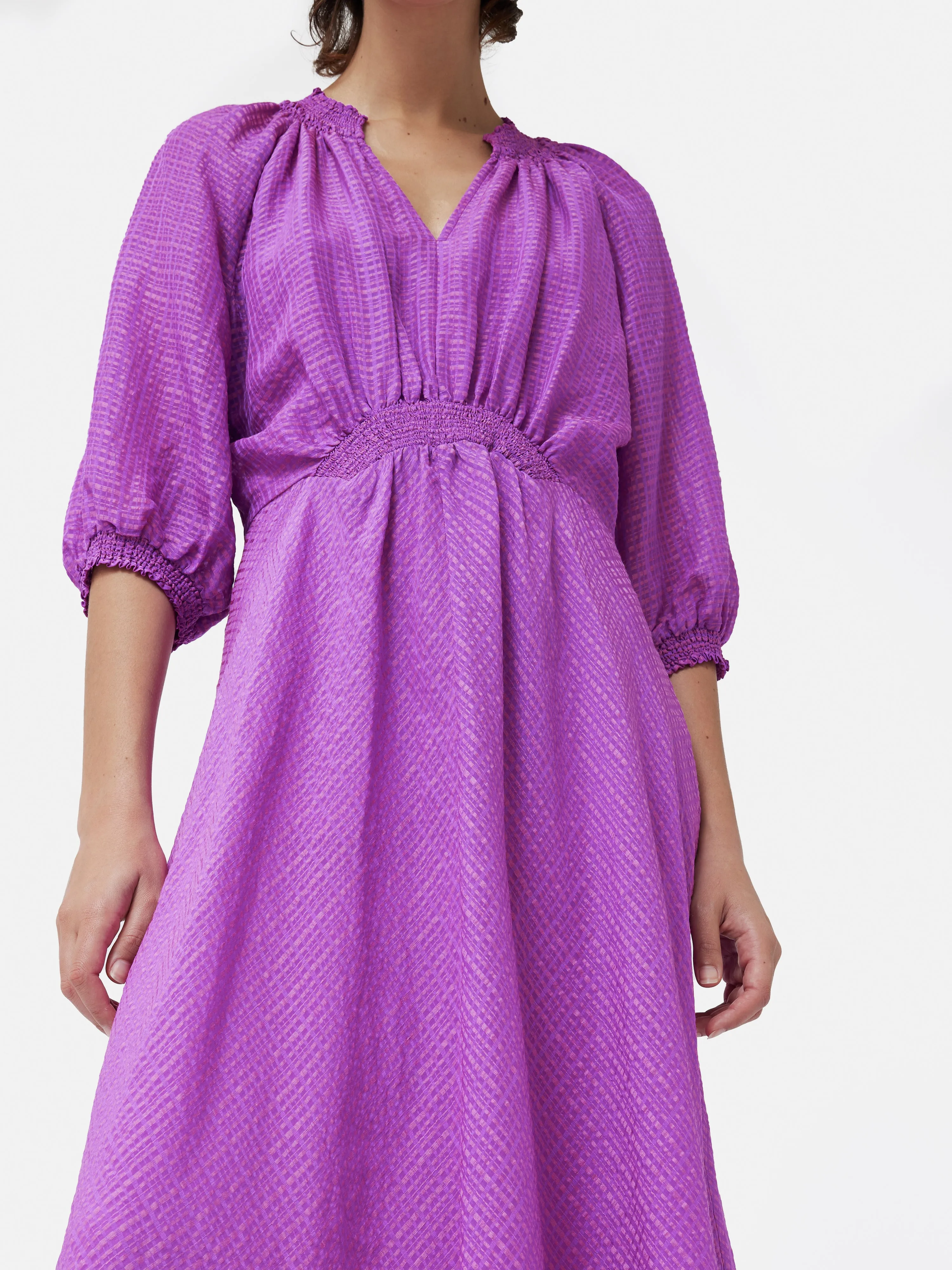 Silk Linen Gauze Midi Dress | Pink Orchid sold by Jigsaw product image thumbnail 2