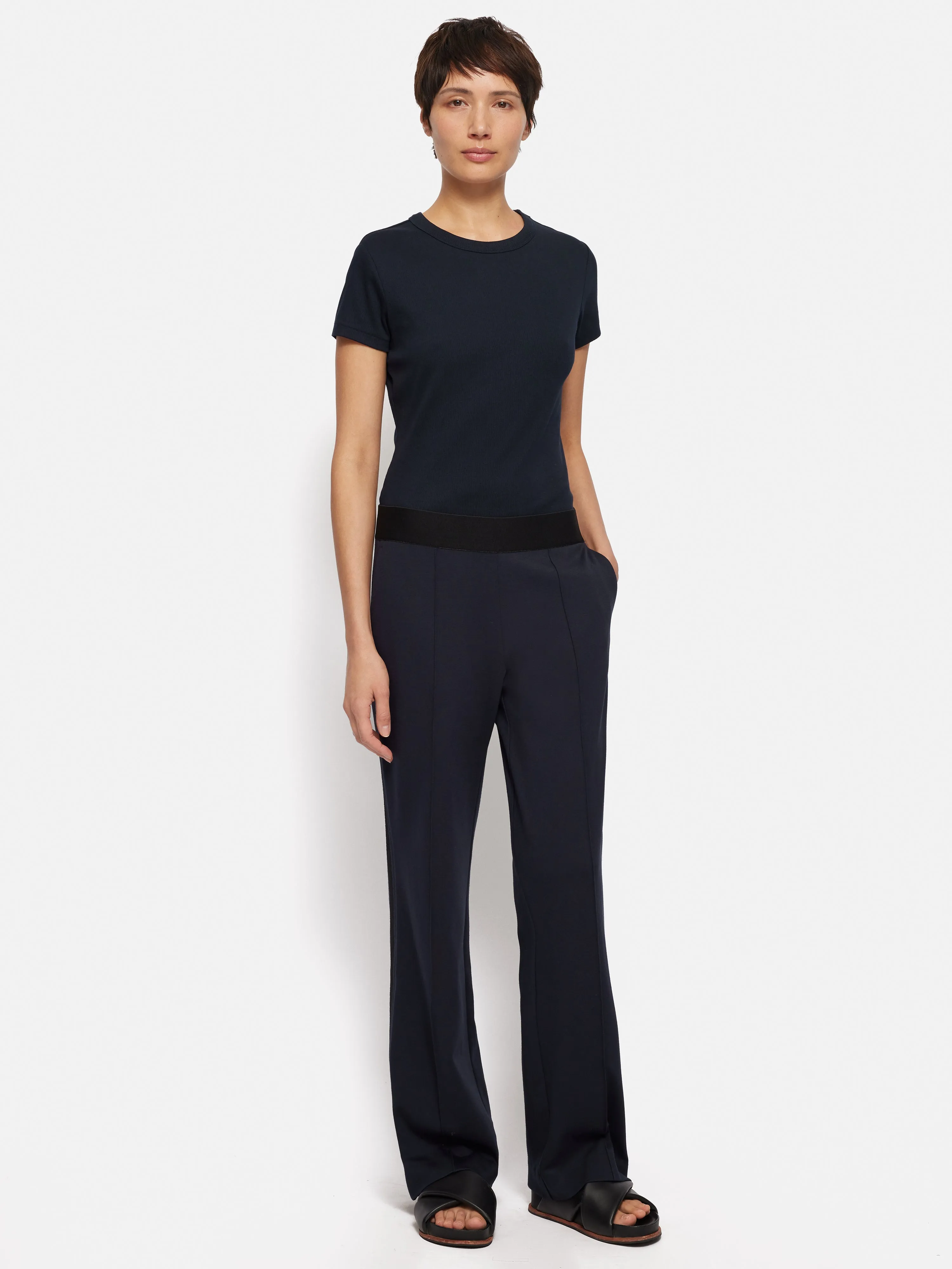 Ponte Trouser With Trim Detail | Navy sold by Jigsaw product image thumbnail 3