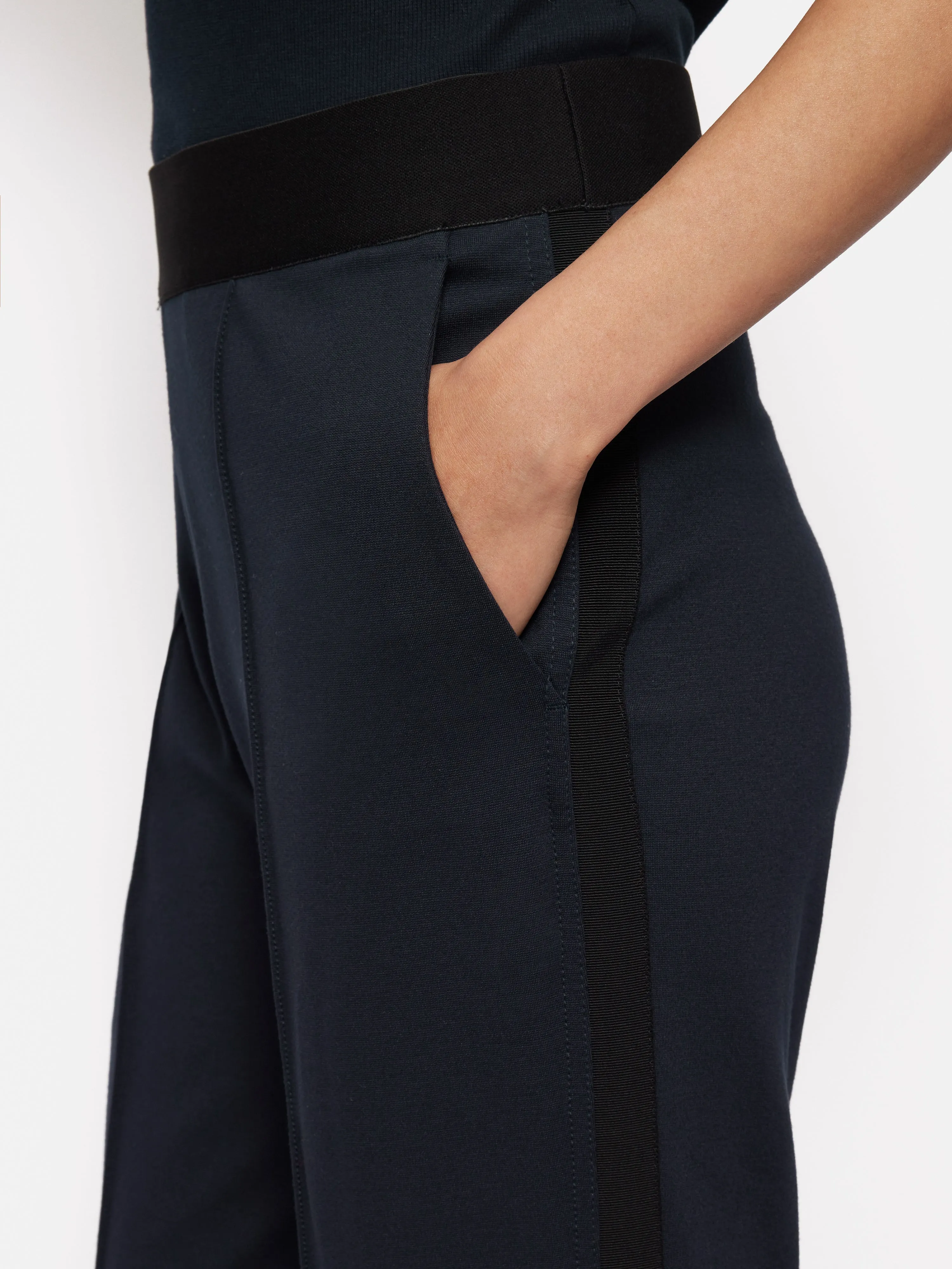 Ponte Trouser With Trim Detail | Navy sold by Jigsaw product image thumbnail 2