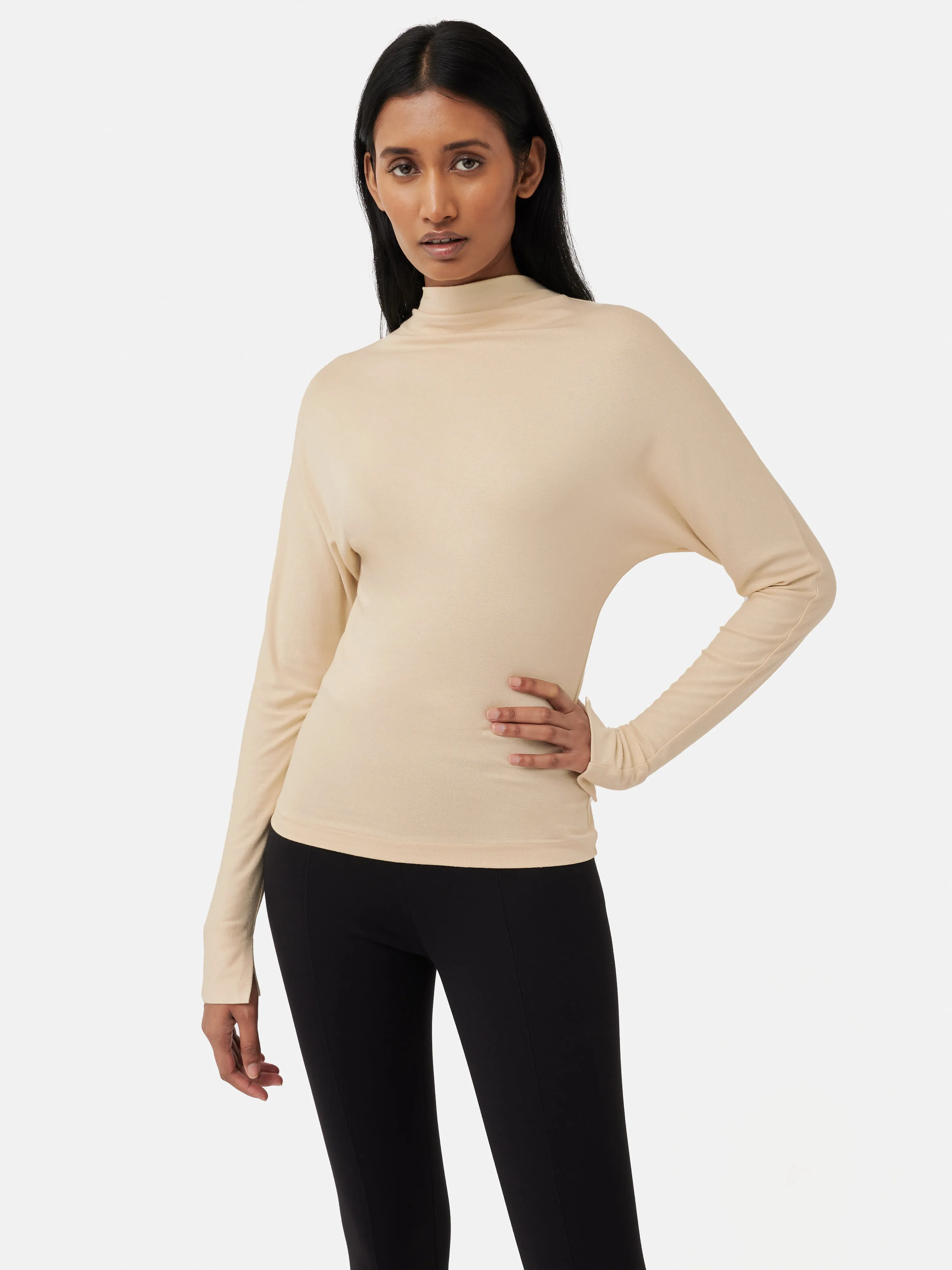 Batwing Cowl Neck Top | Beige sold by Jigsaw