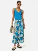 Clouded Leopard Midi Skirt | Blue sold by Jigsaw