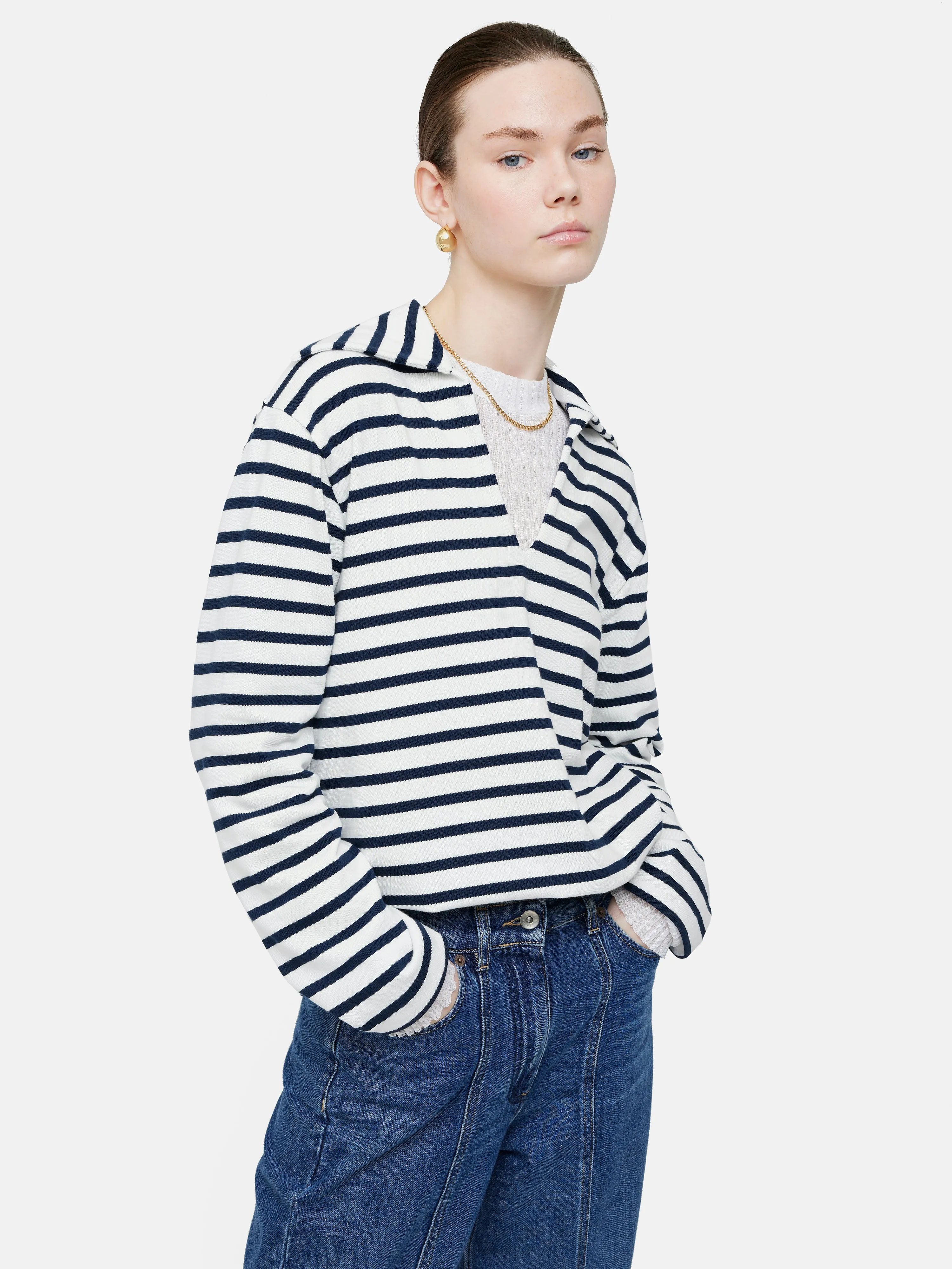 Breton Stripe Sweatshirt | Navy sold by Jigsaw product image thumbnail 2
