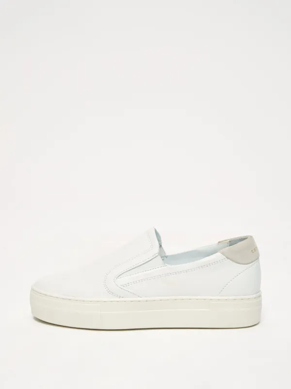 Wyre Leather Slip On Trainer | White sold by Jigsaw