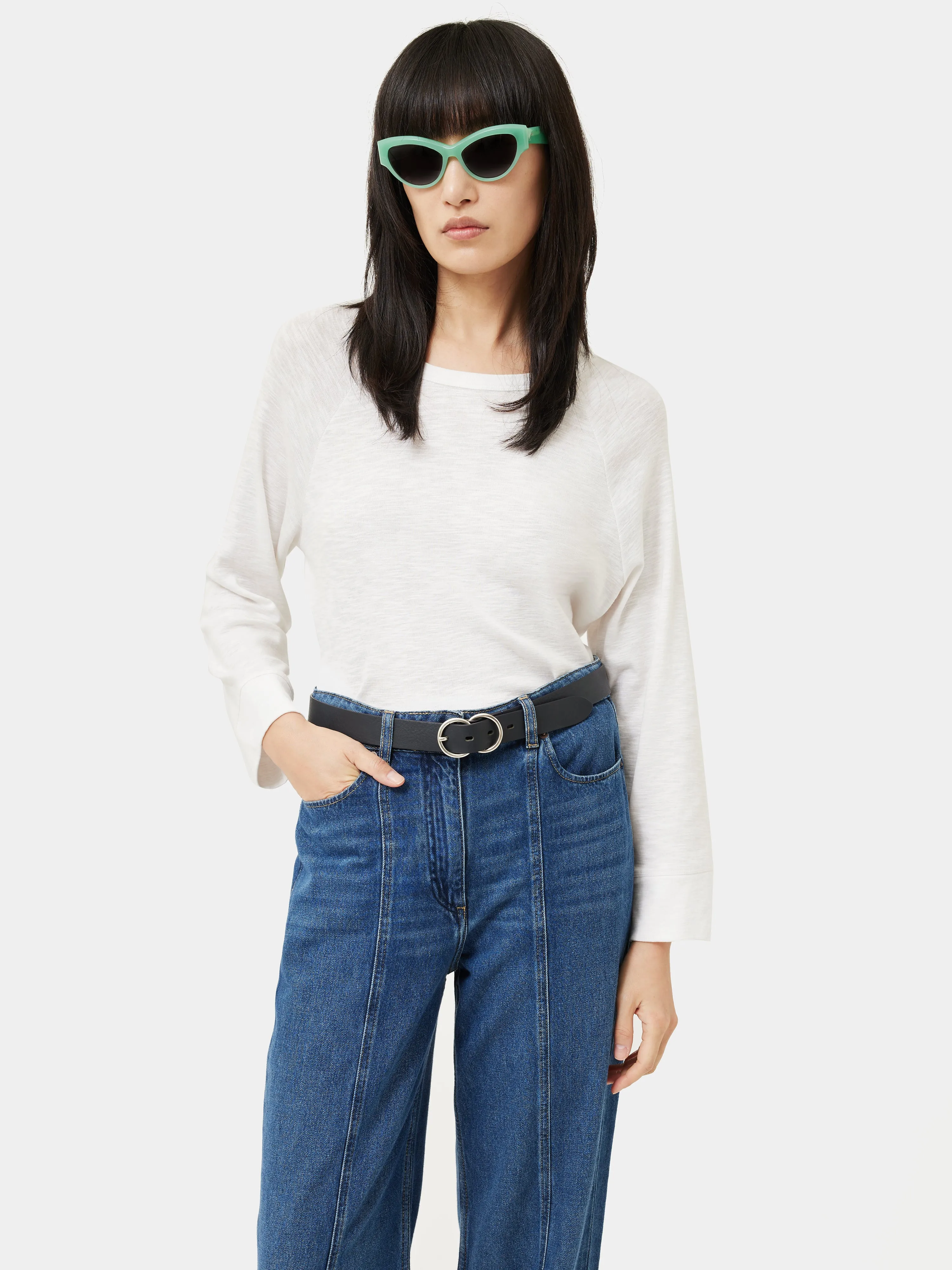 Cotton Luxe Raglan Tee | White sold by Jigsaw