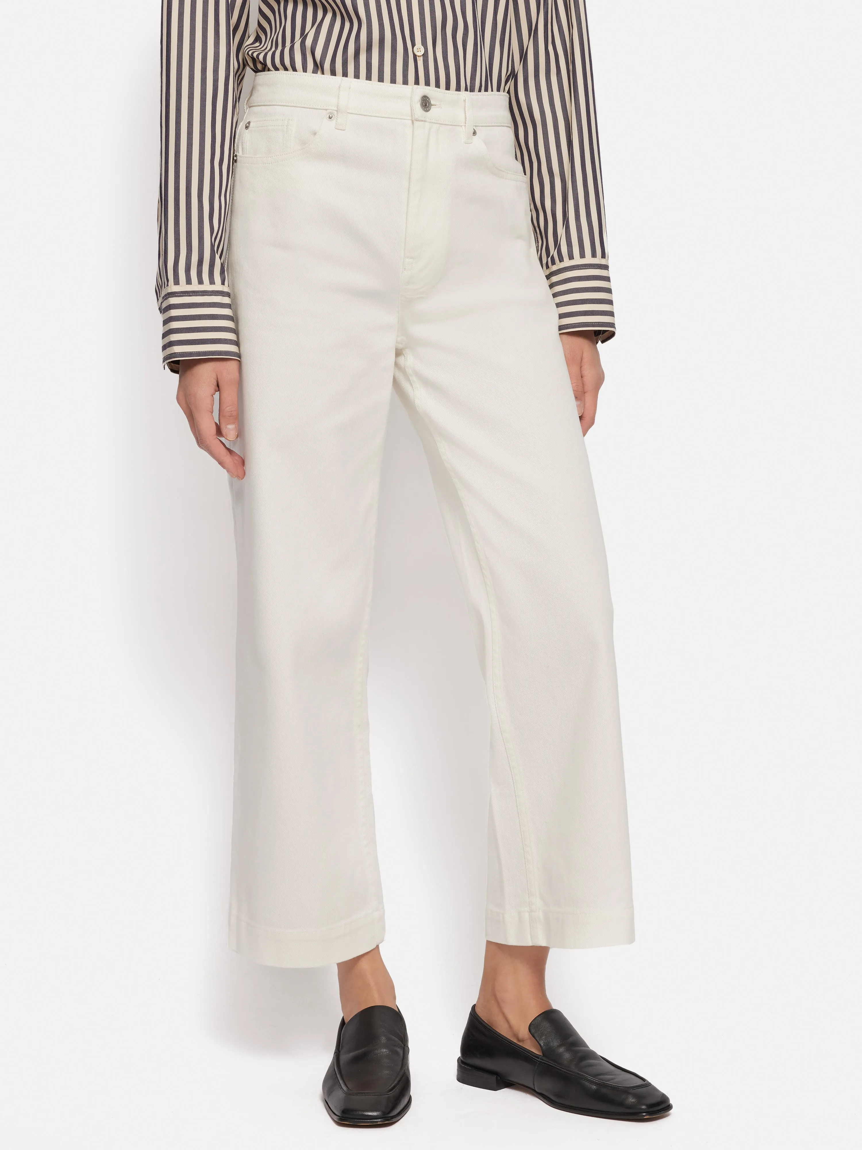Tyne Wide Leg Cropped Jean | White sold by Jigsaw
