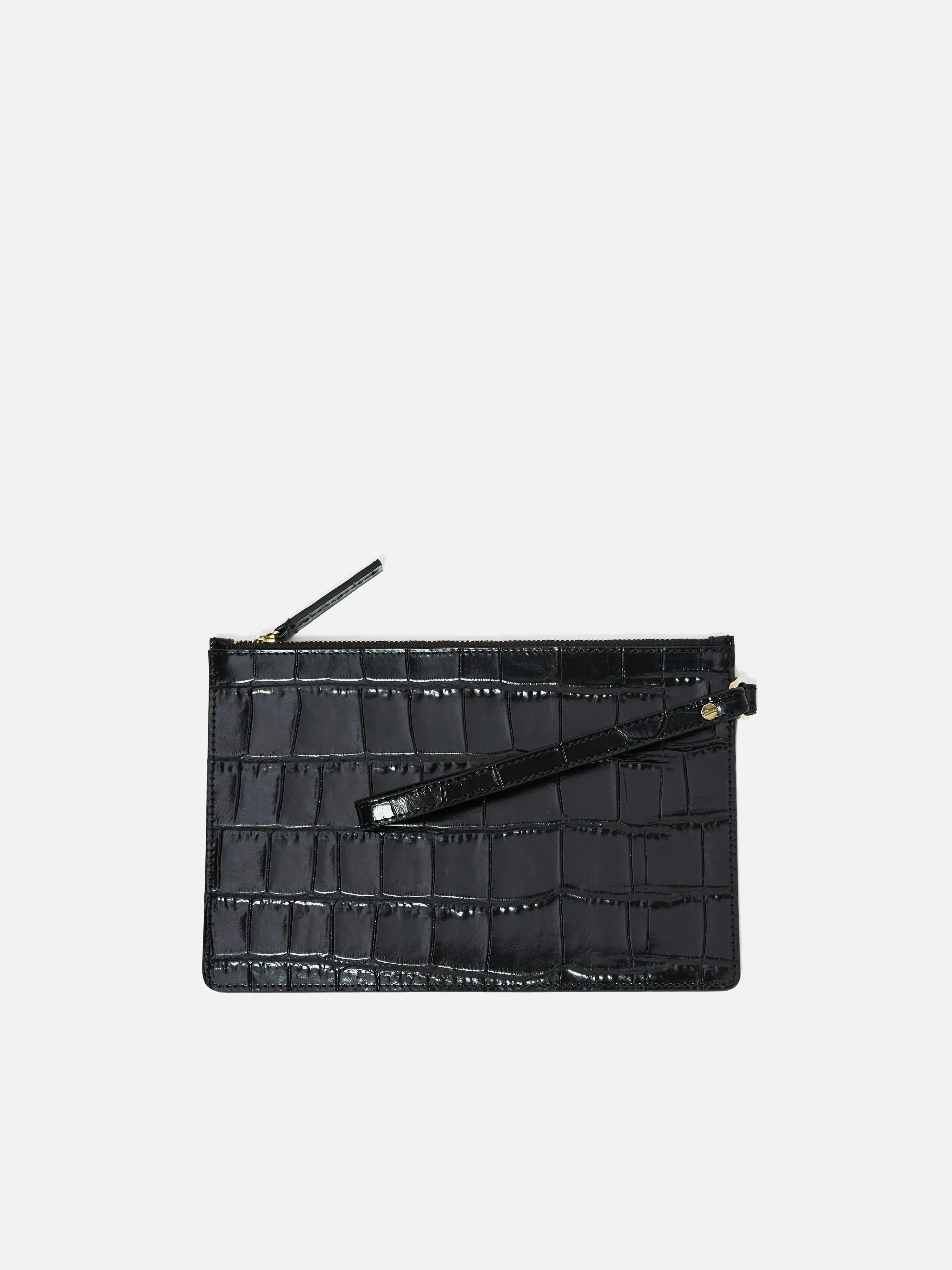 Henley Wristlet Clutch Leather | Black sold by Jigsaw