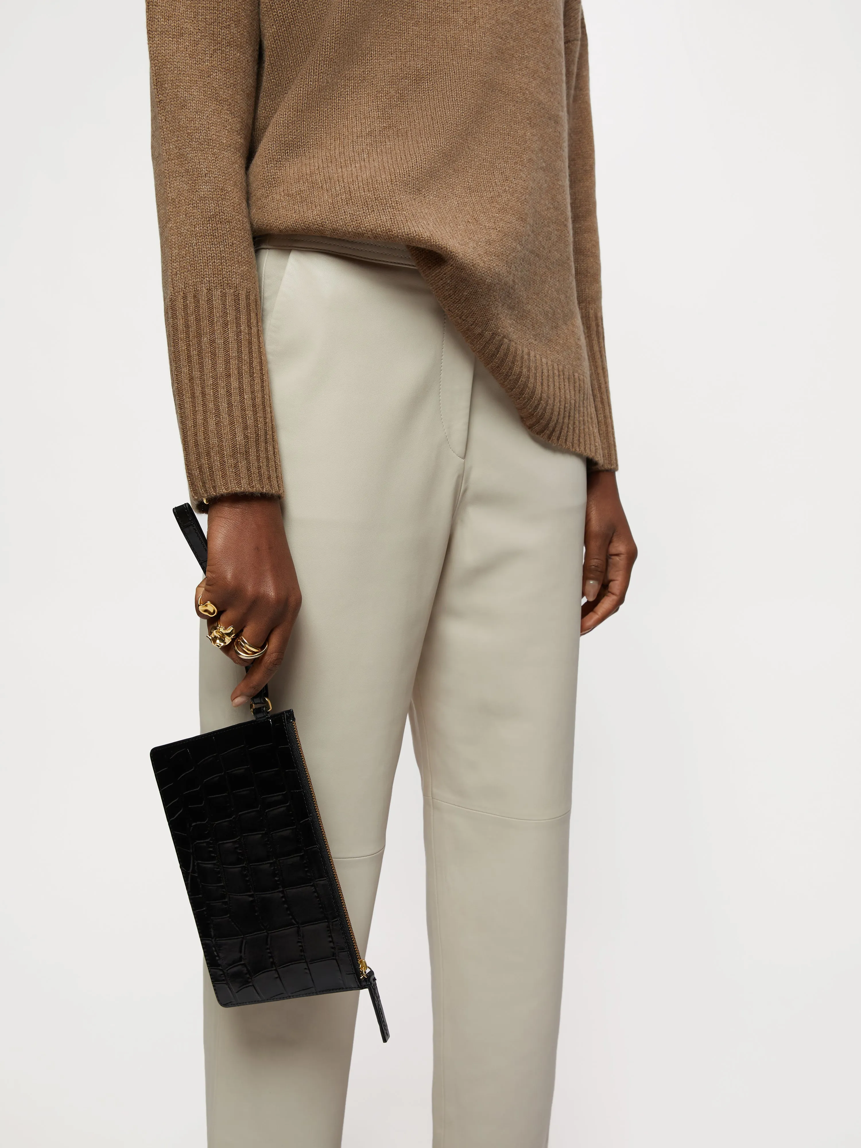 Henley Wristlet Clutch Leather | Black sold by Jigsaw product image thumbnail 3