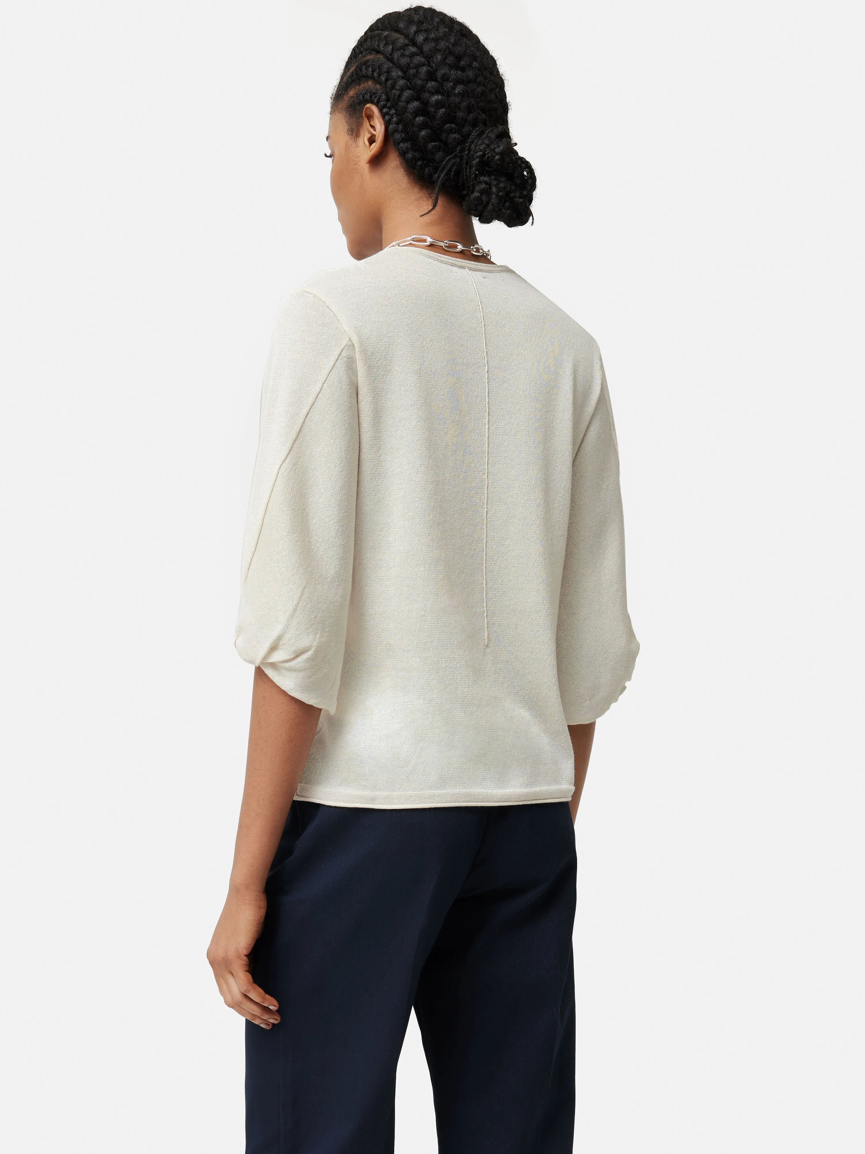 Twist Sleeve Knitted Top | Cream sold by Jigsaw product image thumbnail 5