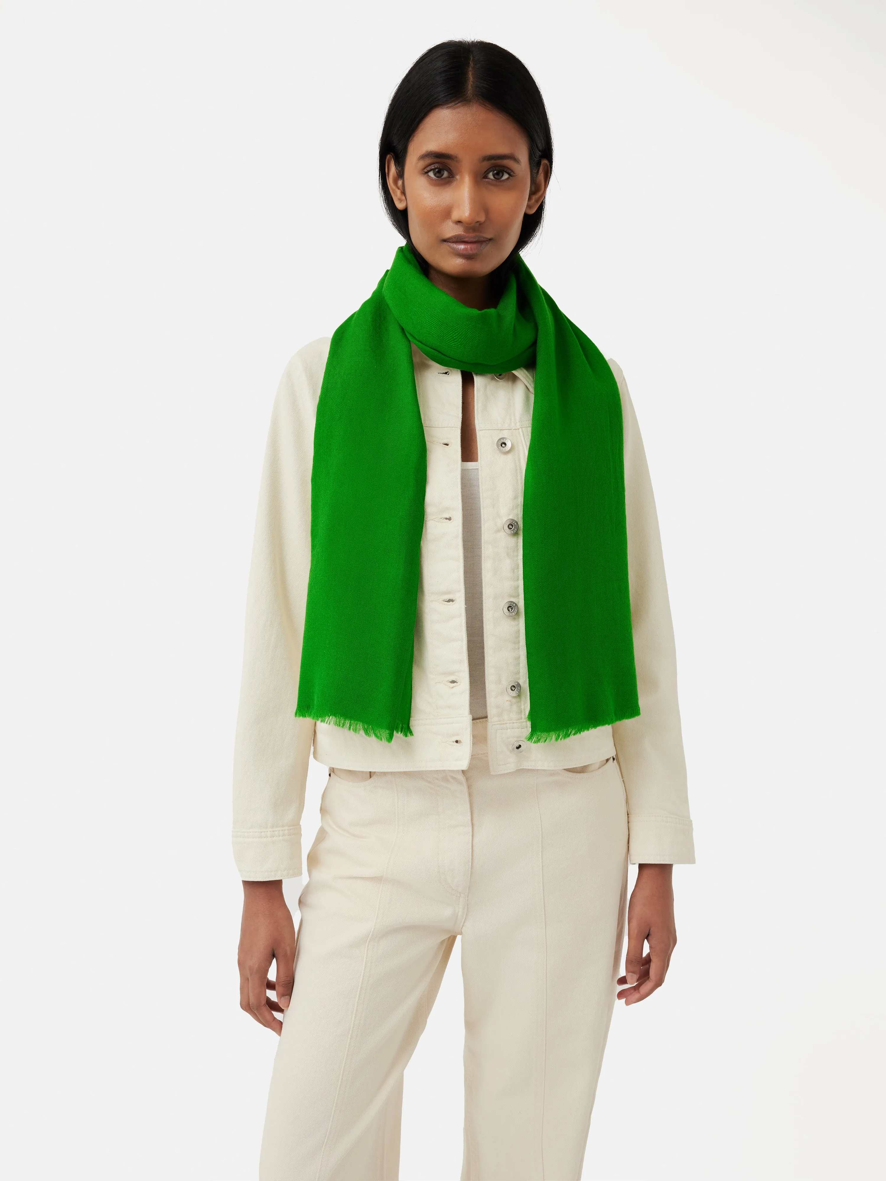 Wool Silk Pashmina | Green sold by Jigsaw product image thumbnail 5