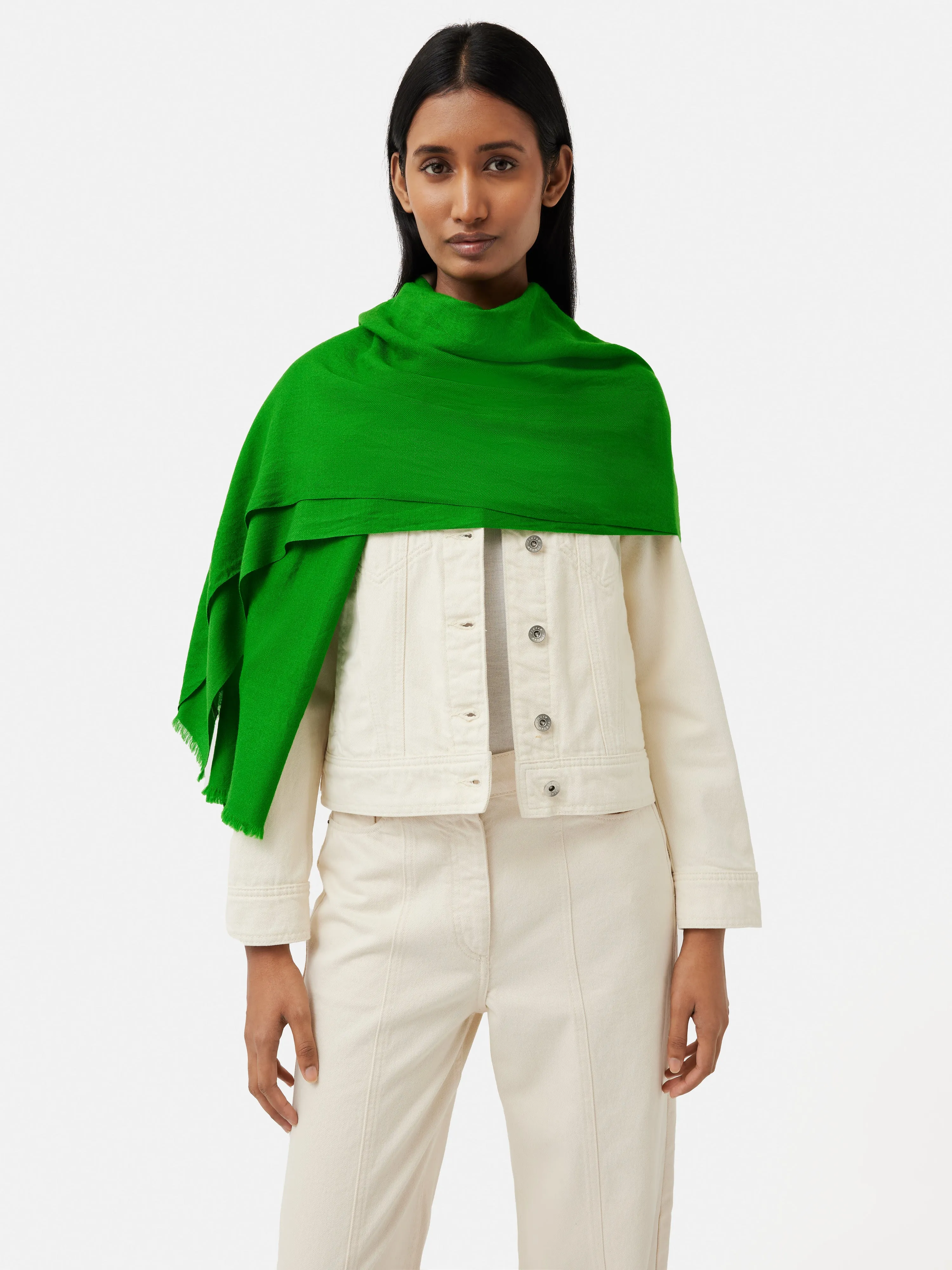 Wool Silk Pashmina | Green sold by Jigsaw product image thumbnail 4