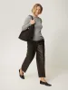 Leather Flat Front Trouser | Dark Olive sold by Jigsaw