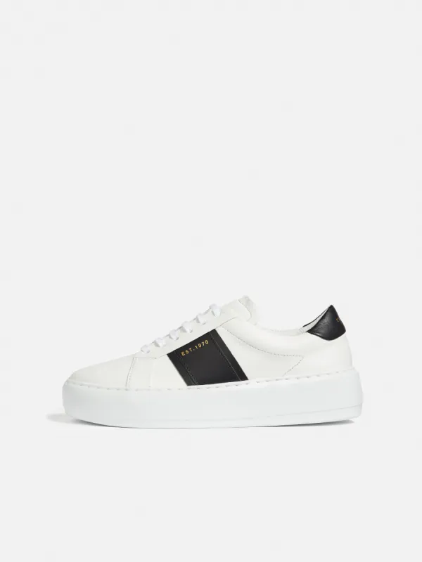 Riva Stripe Leather Trainer | White sold by Jigsaw