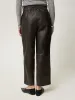 Leather Flat Front Trouser | Dark Olive sold by Jigsaw