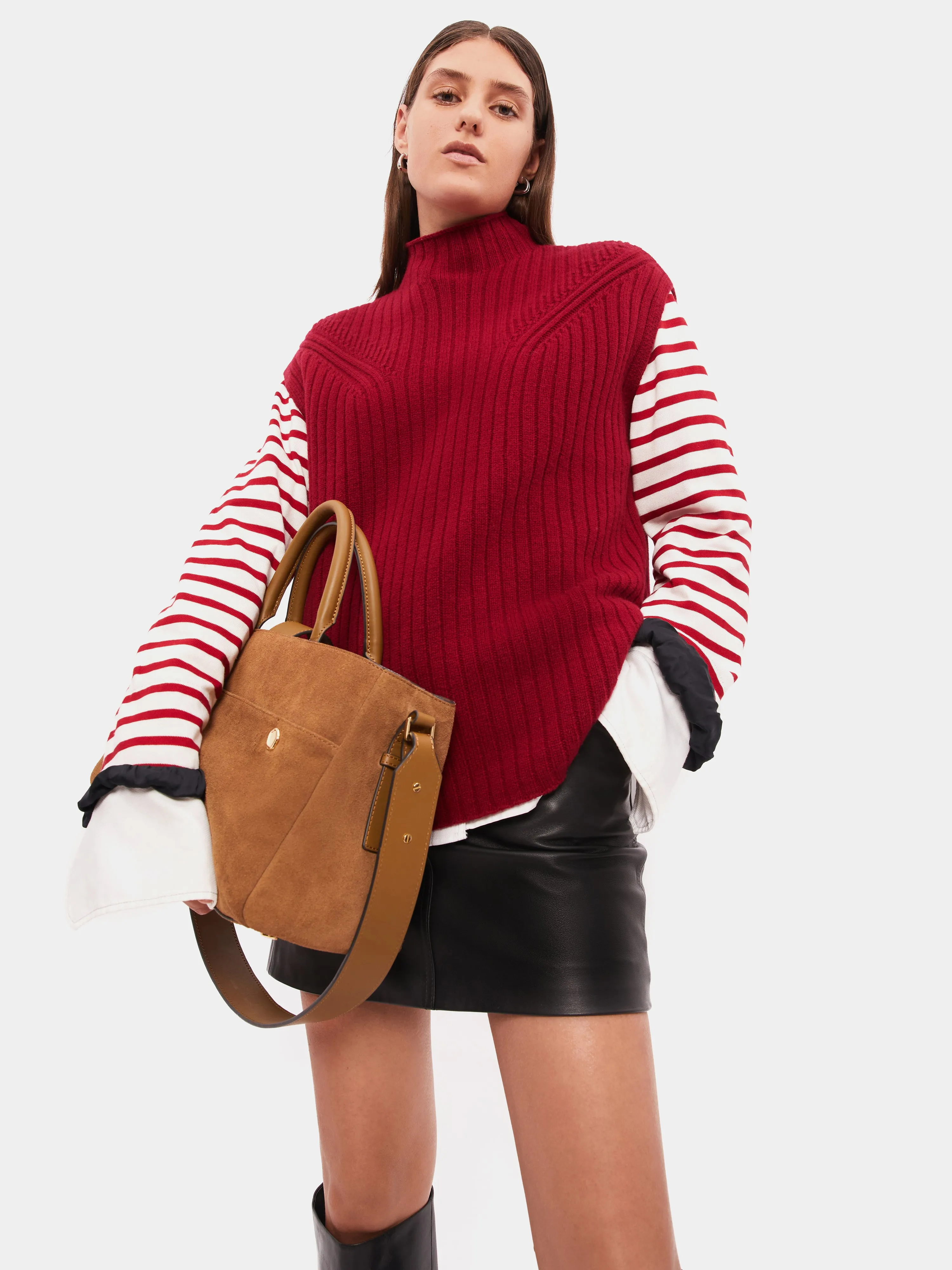 Satin Cuff Breton Top | Red sold by Jigsaw product image thumbnail 2