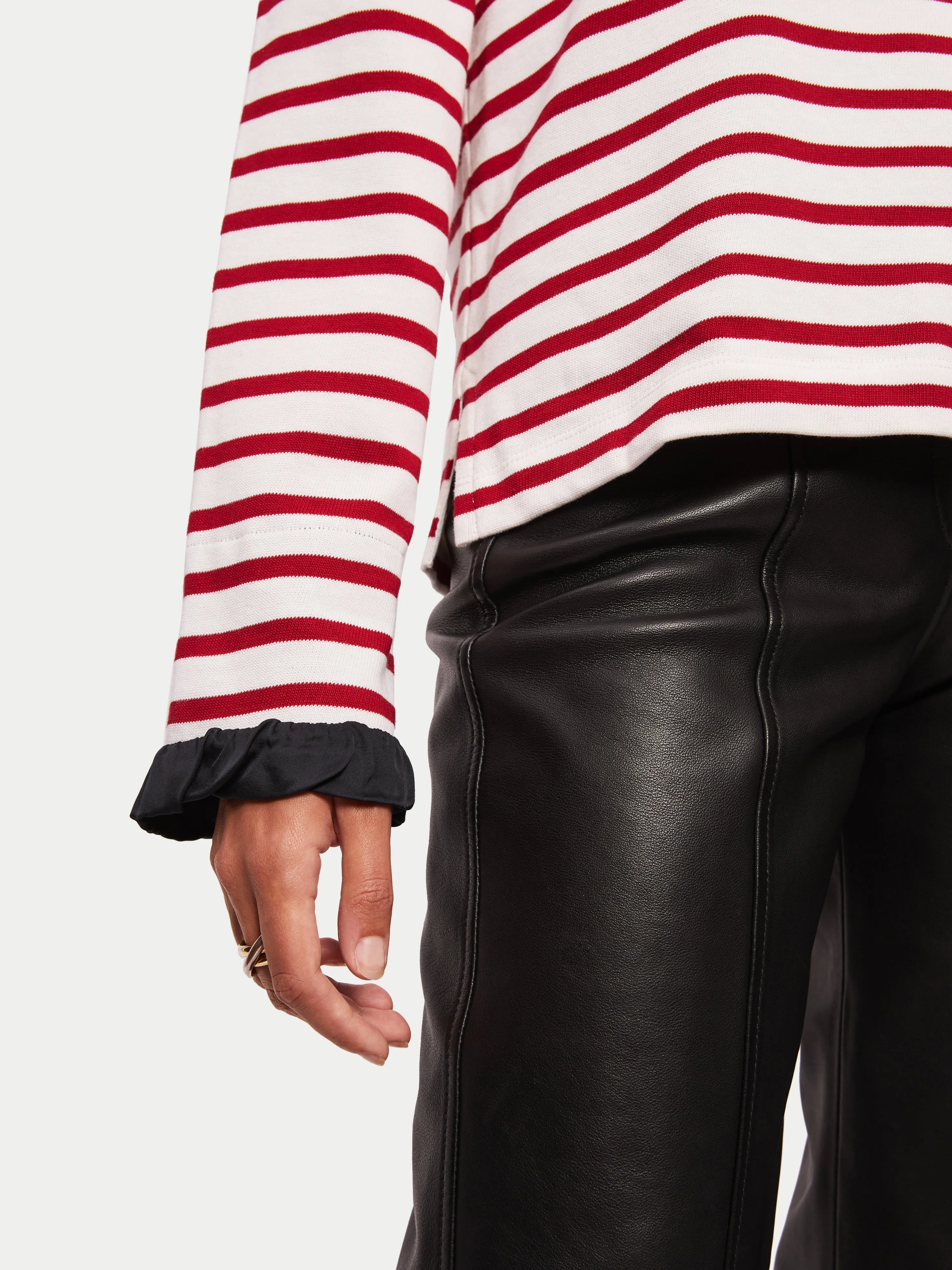 Satin Cuff Breton Top | Red sold by Jigsaw product image thumbnail 3