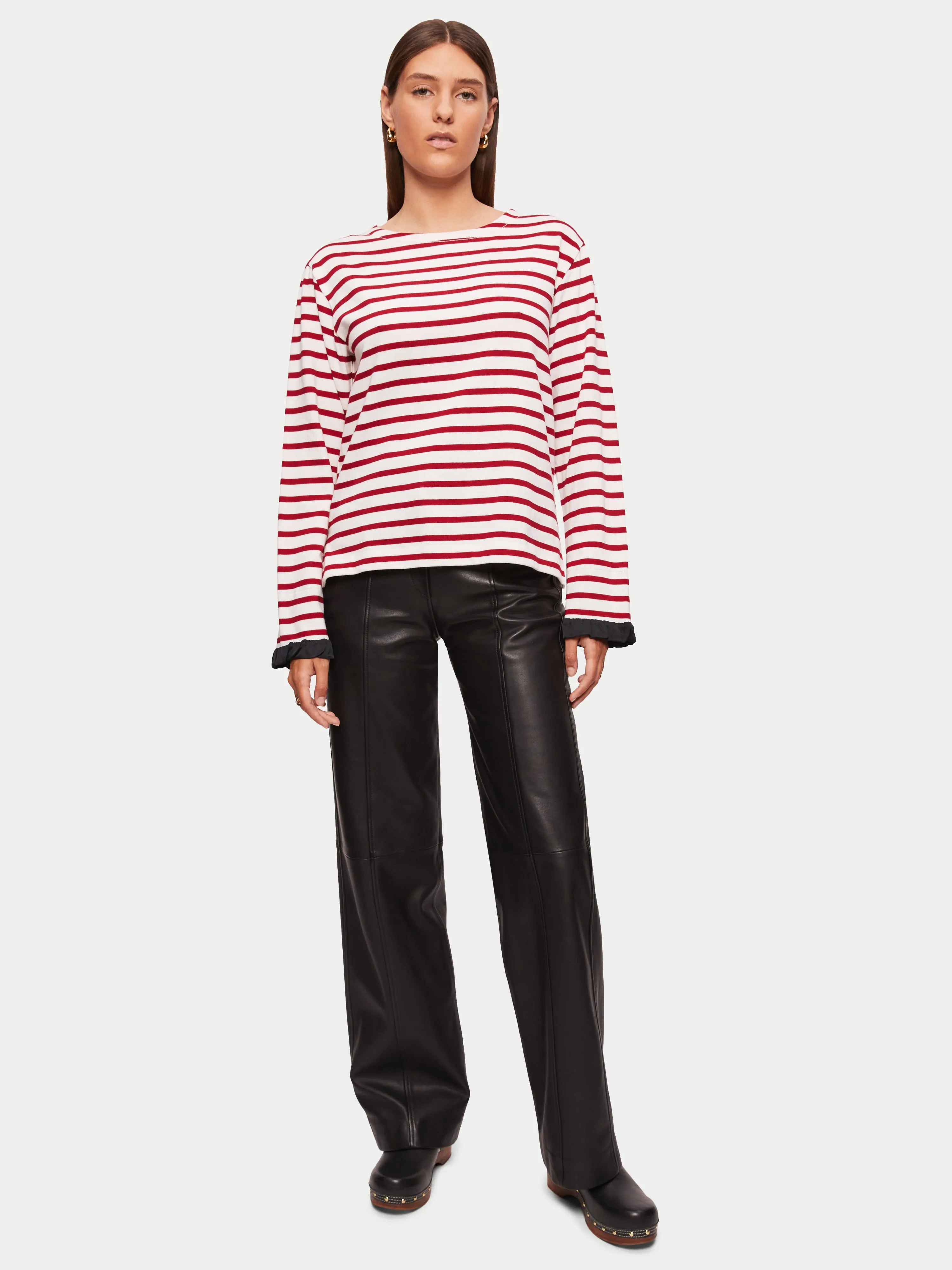 Satin Cuff Breton Top | Red sold by Jigsaw product image thumbnail 5