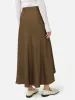 Satin Bias Asymmetric Skirt | Dark Khaki sold by Jigsaw