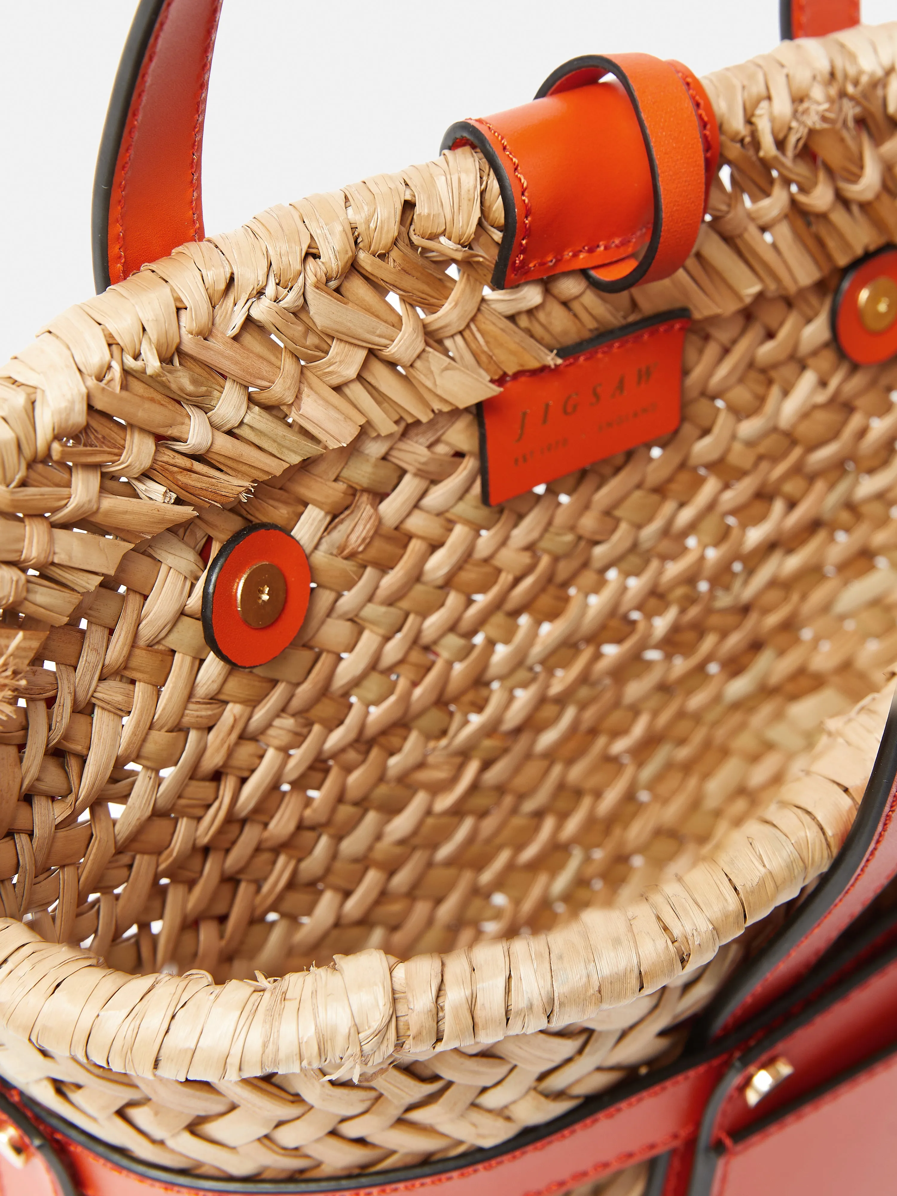 Mini Broadwell Straw Bag | Orange sold by Jigsaw product image thumbnail 4
