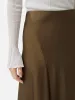Satin Bias Asymmetric Skirt | Dark Khaki sold by Jigsaw