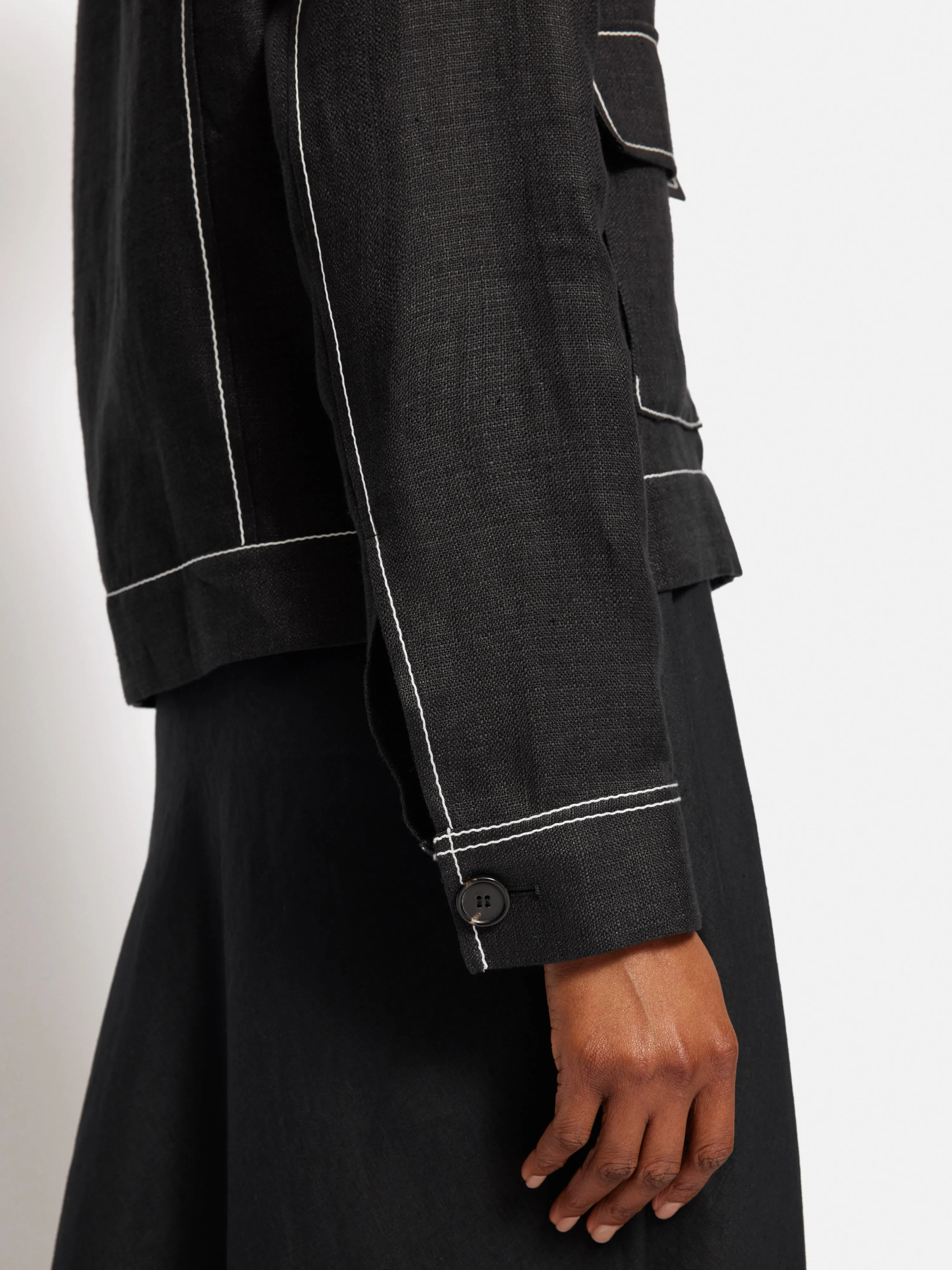 Linen Cropped Utility Jacket | Black sold by Jigsaw product image thumbnail 4