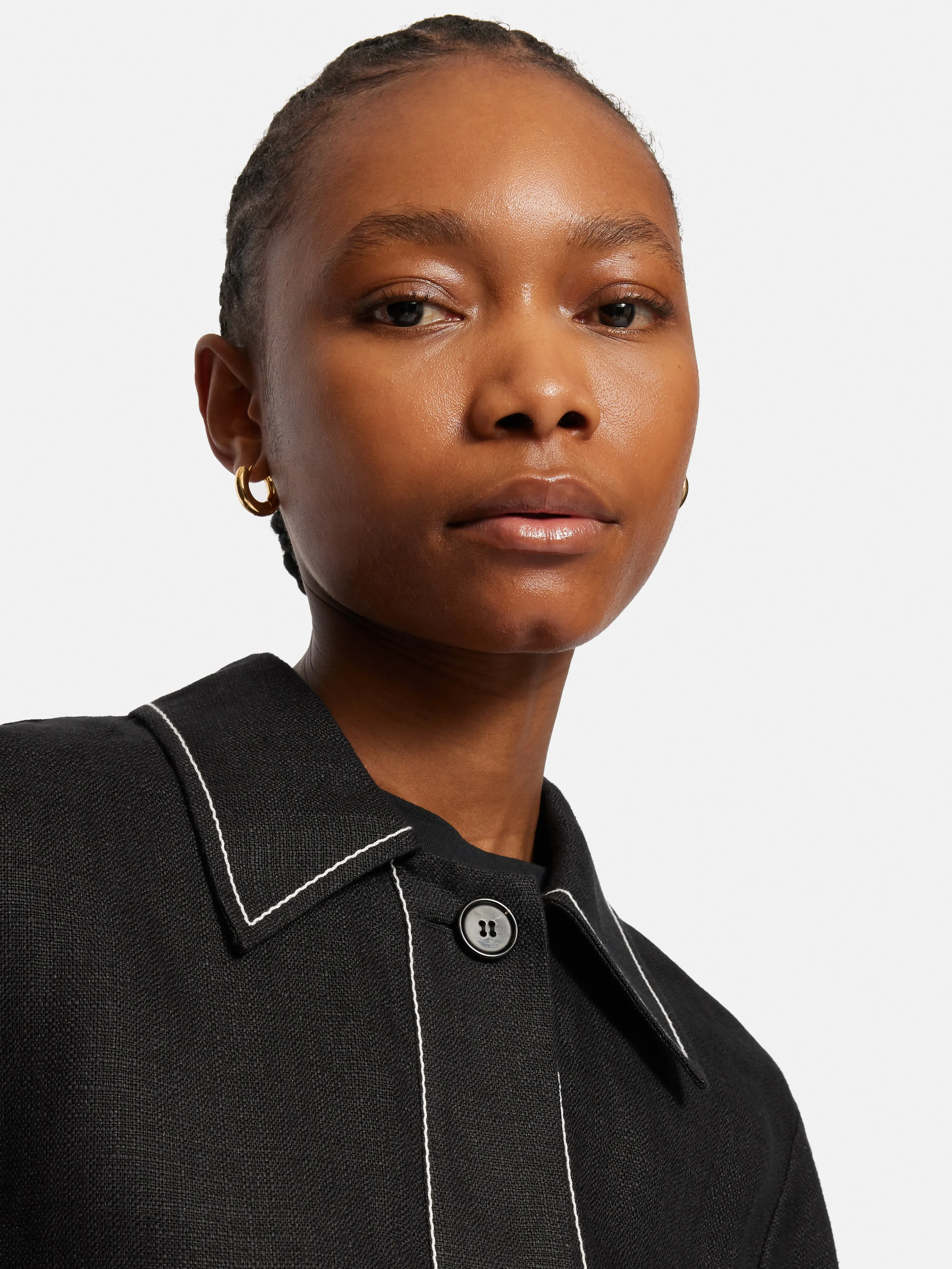 Linen Cropped Utility Jacket | Black sold by Jigsaw product image thumbnail 2