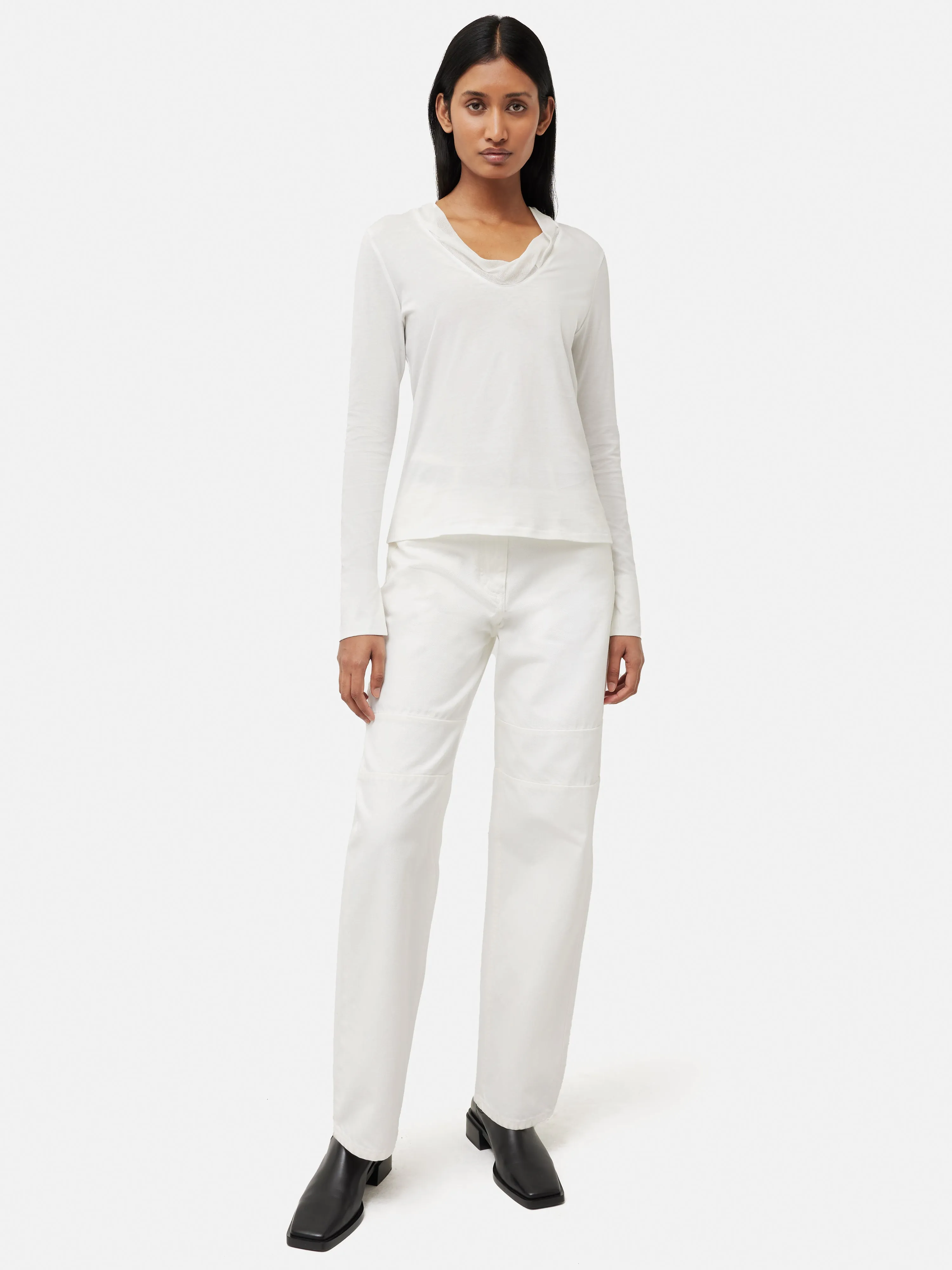 Tulle Trim Long Sleeve Top | Cream sold by Jigsaw product image thumbnail 2