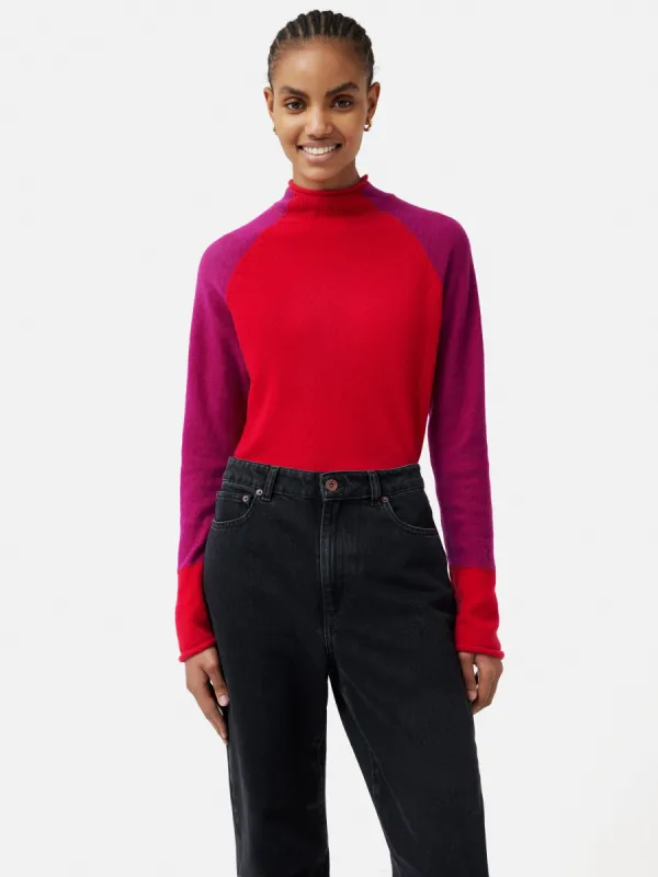 Merino Cashmere Raglan Jumper | Red sold by Jigsaw