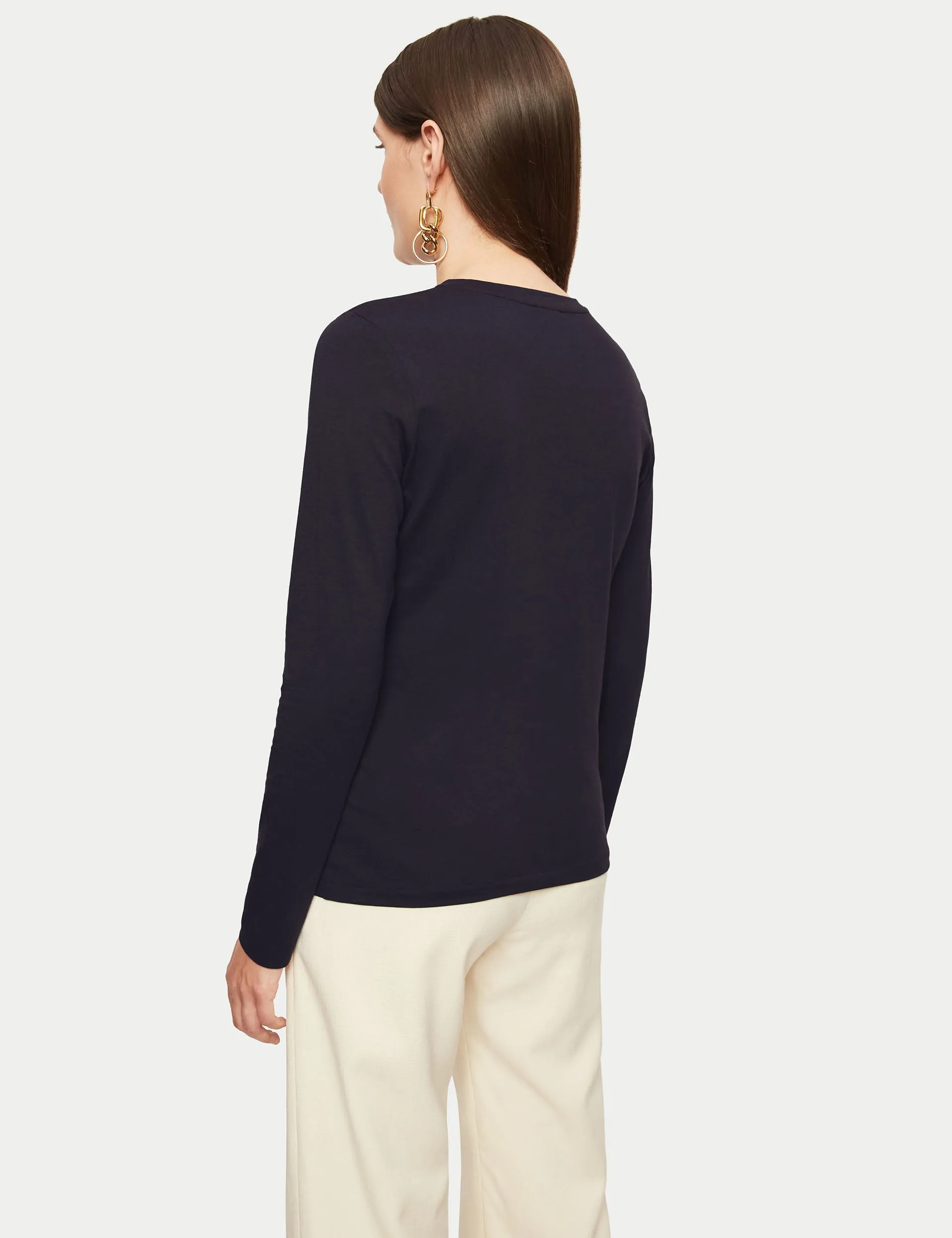 Supima Cotton Long Sleeve Tee | Navy sold by Jigsaw product image thumbnail 5