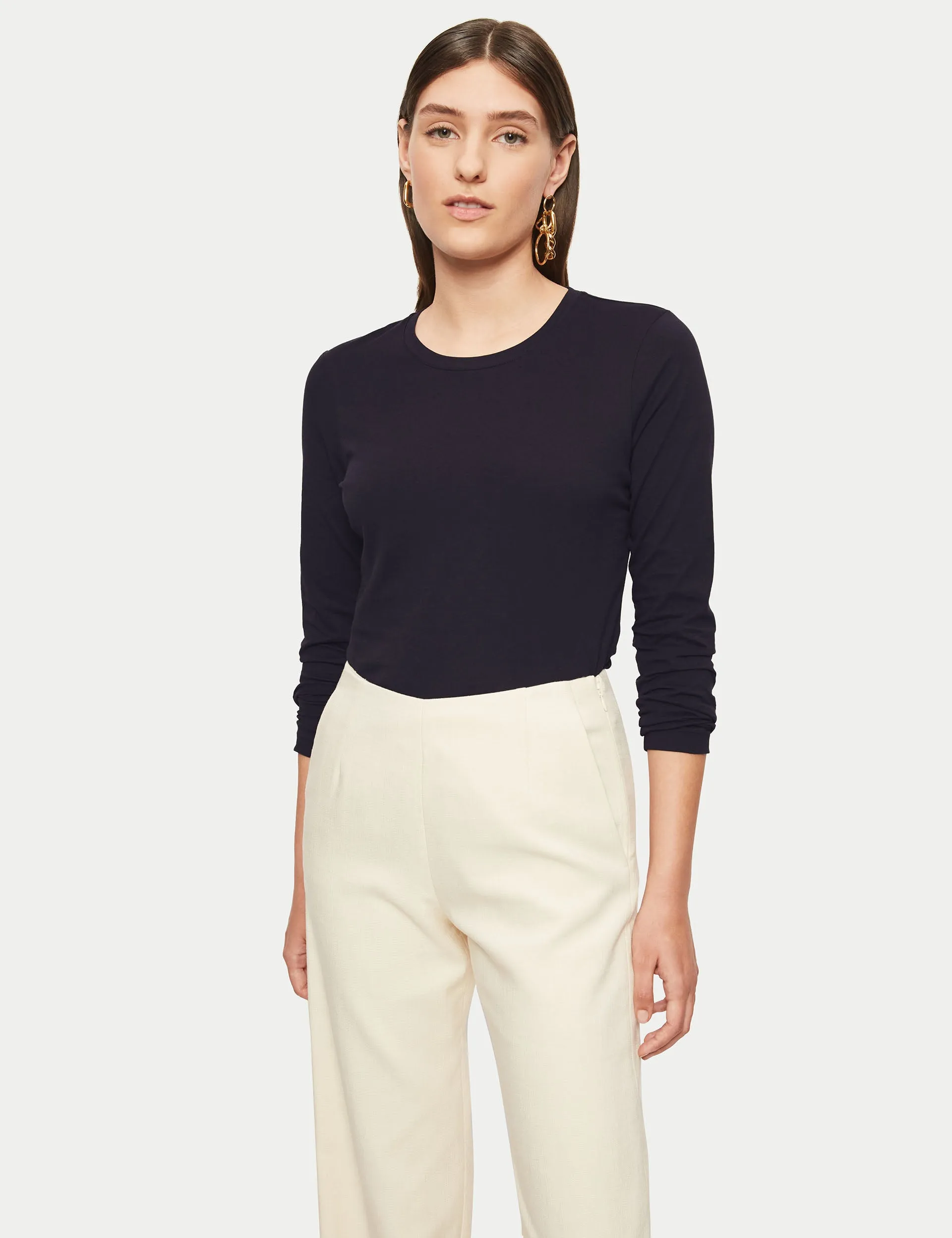 Supima Cotton Long Sleeve Tee | Navy sold by Jigsaw product image thumbnail 4