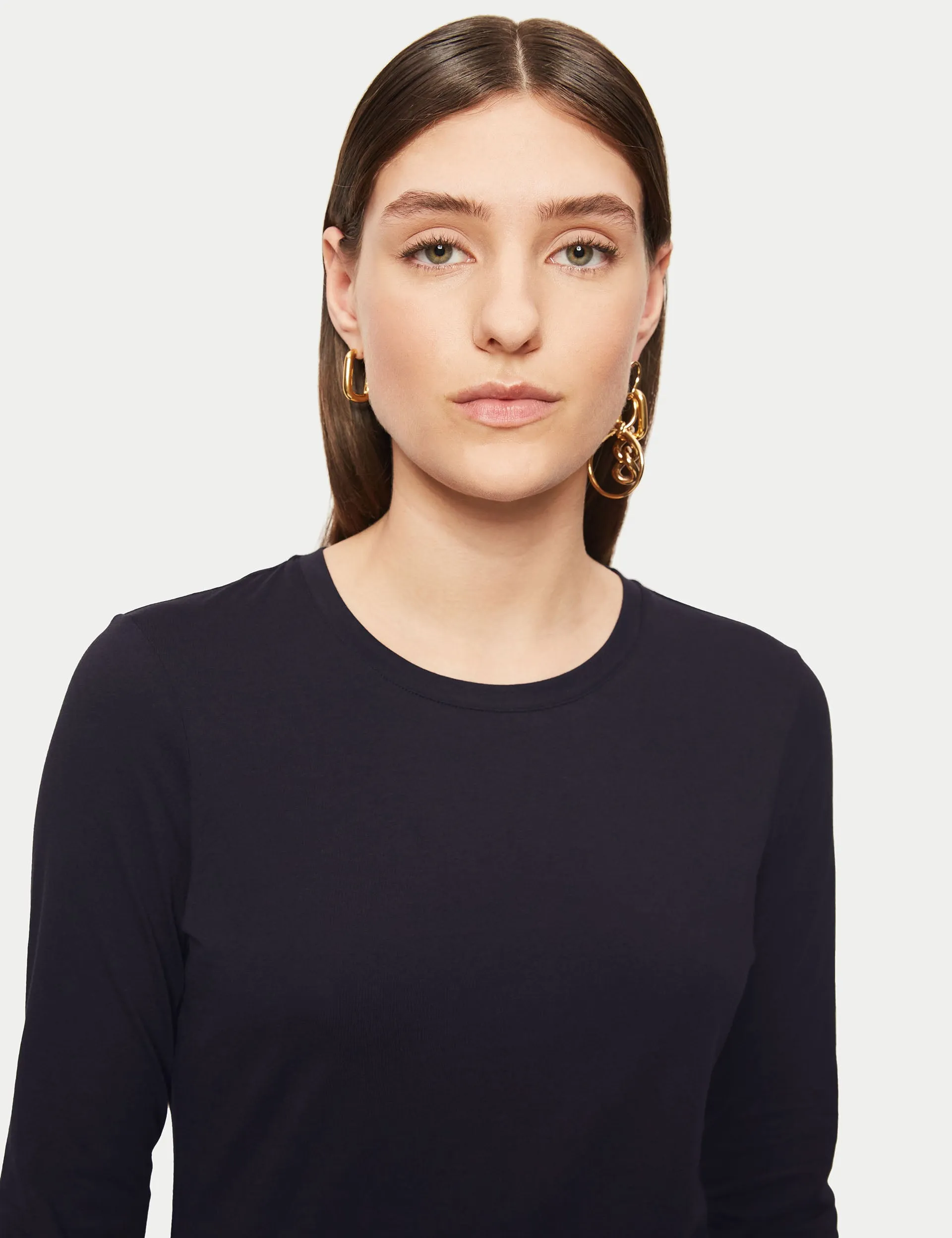 Supima Cotton Long Sleeve Tee | Navy sold by Jigsaw product image thumbnail 3